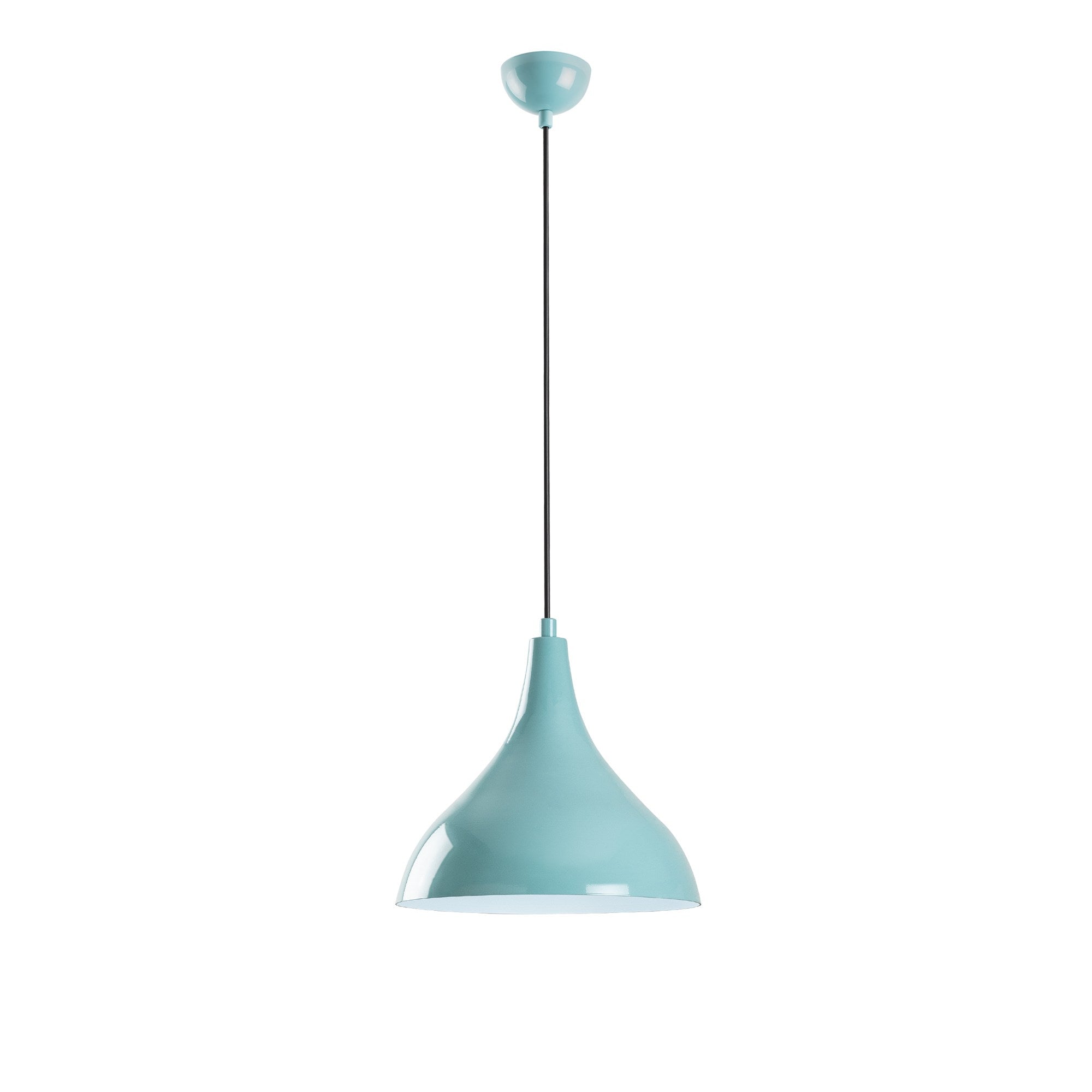 Candeeiro de Teto – altura ajustável de 33 a 122 cm – cor turquesa – corpo de metal