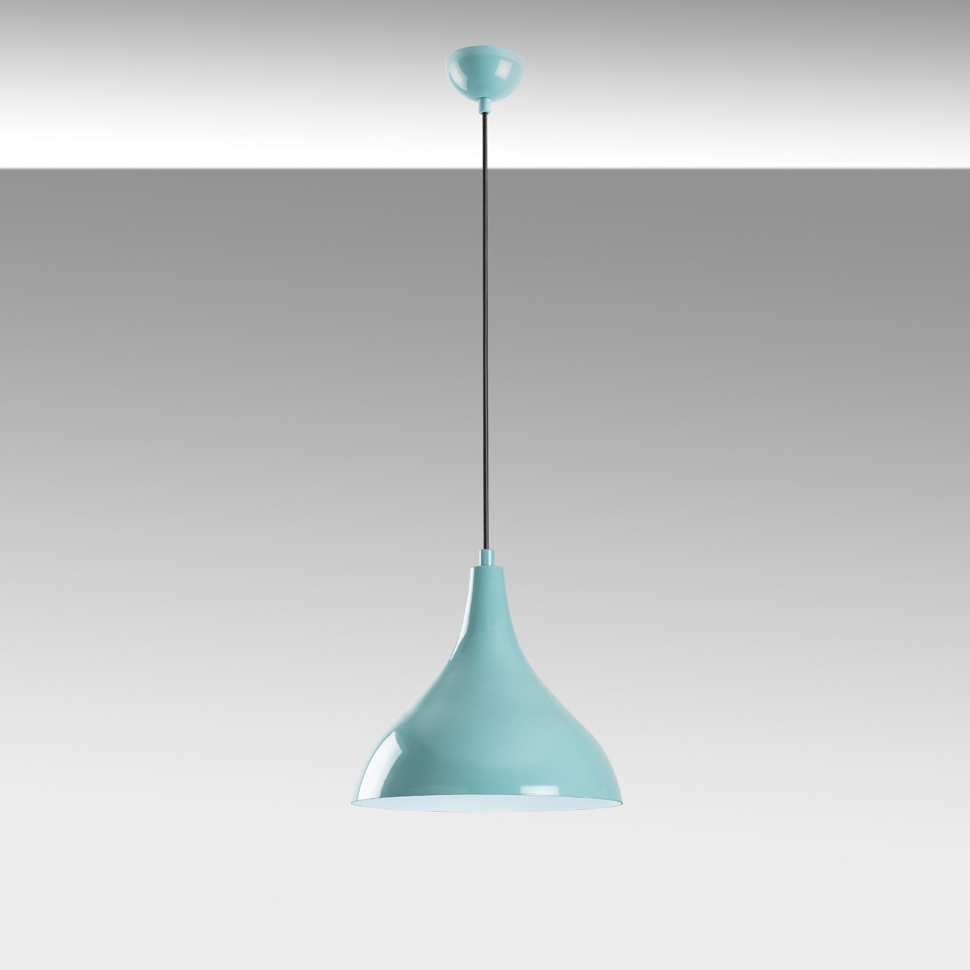 Candeeiro de Teto – altura ajustável de 33 a 122 cm – cor turquesa – corpo de metal