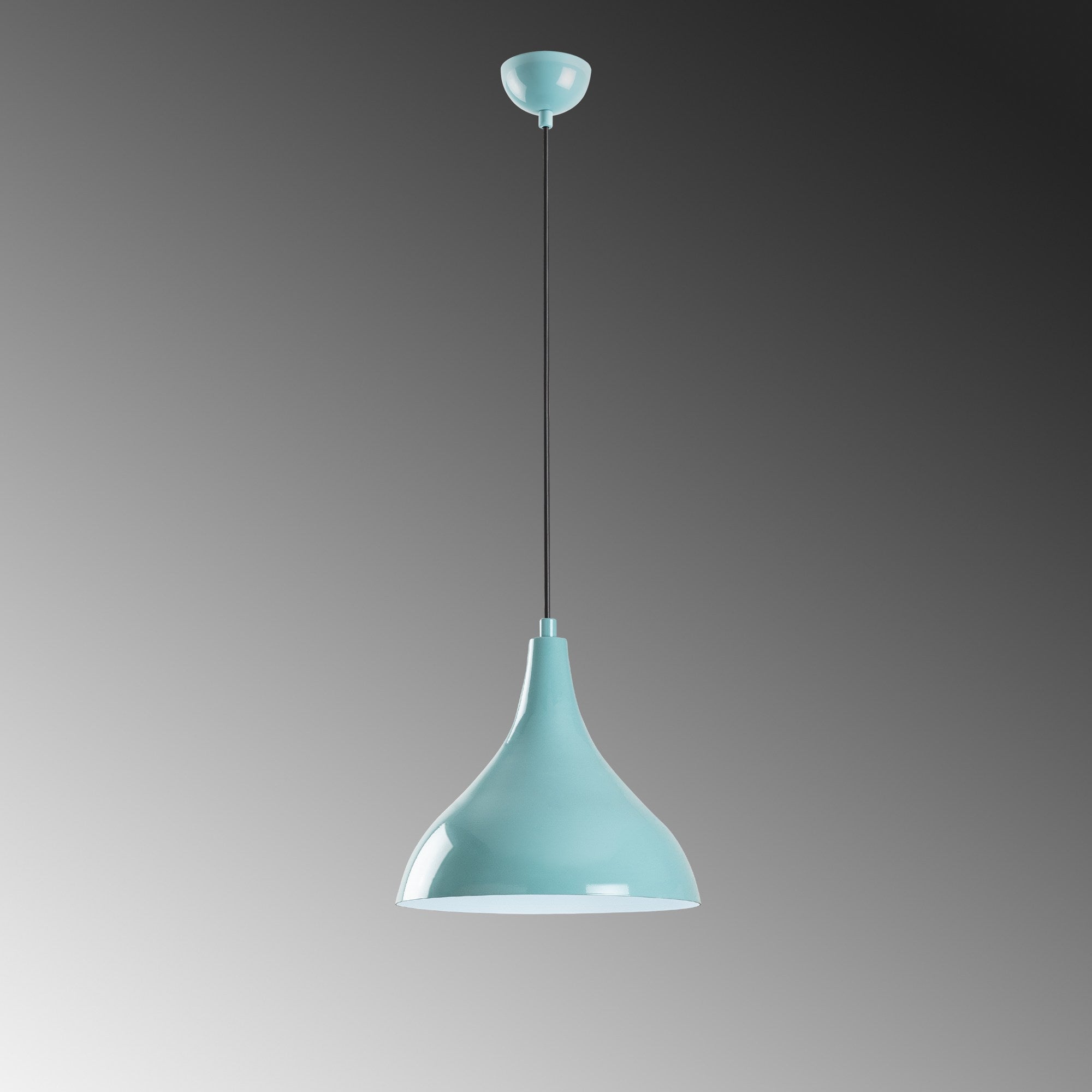 Candeeiro de Teto – altura ajustável de 33 a 122 cm – cor turquesa – corpo de metal