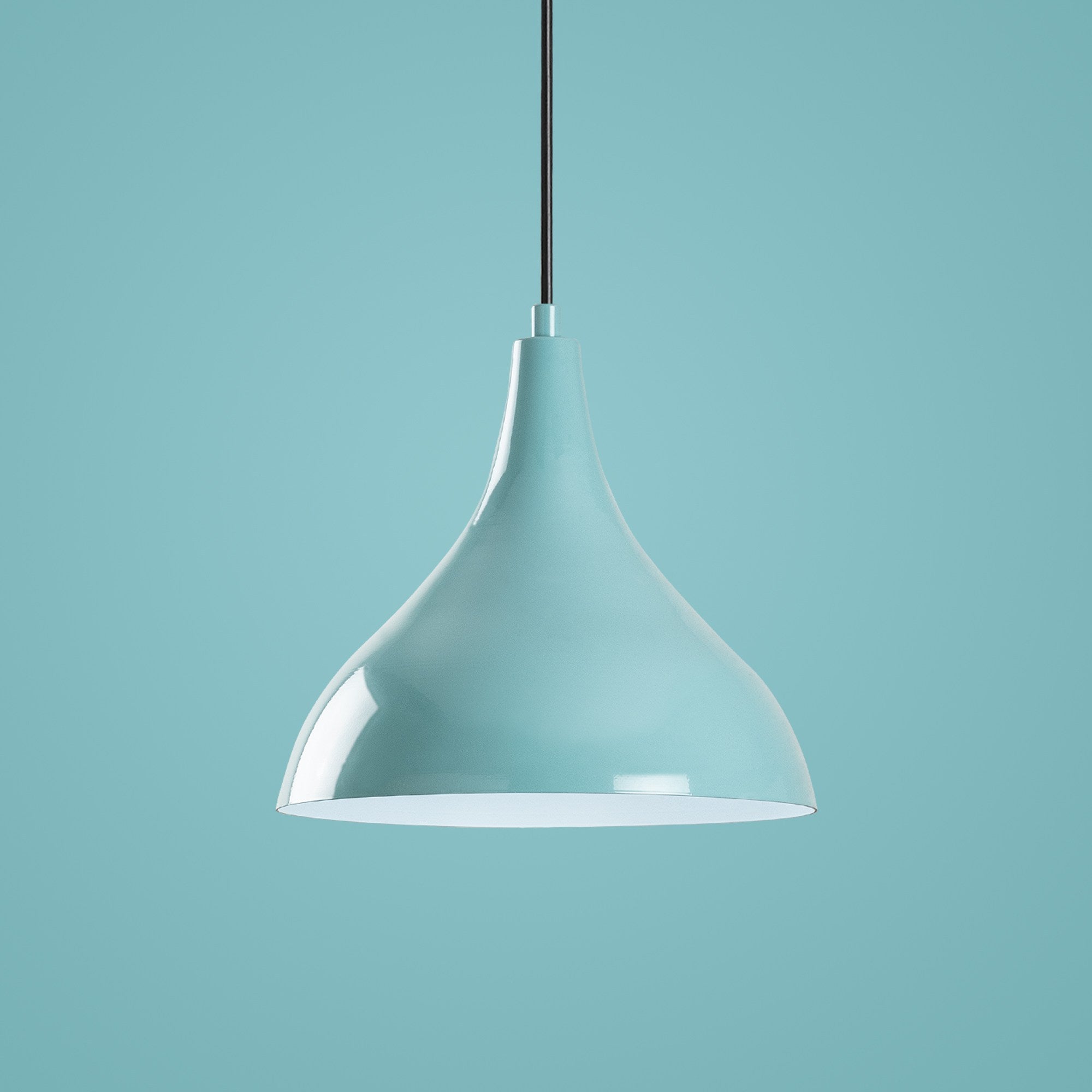 Candeeiro de Teto – altura ajustável de 33 a 122 cm – cor turquesa – corpo de metal