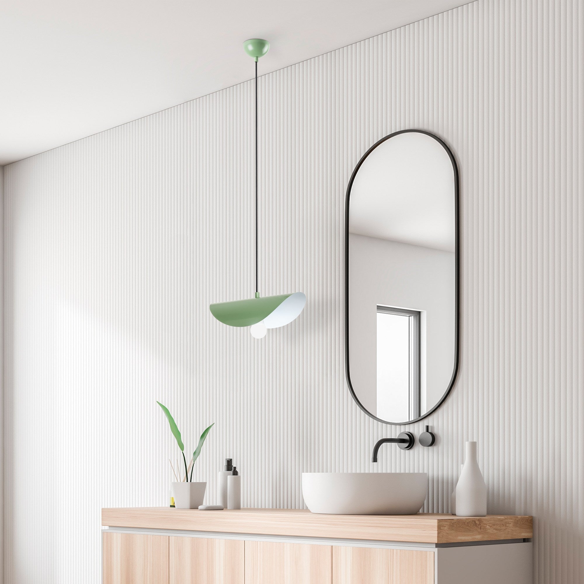 Candeeiro de Teto elegante – altura ajustável de 17 a 106 cm – cor menta – corpo de metal