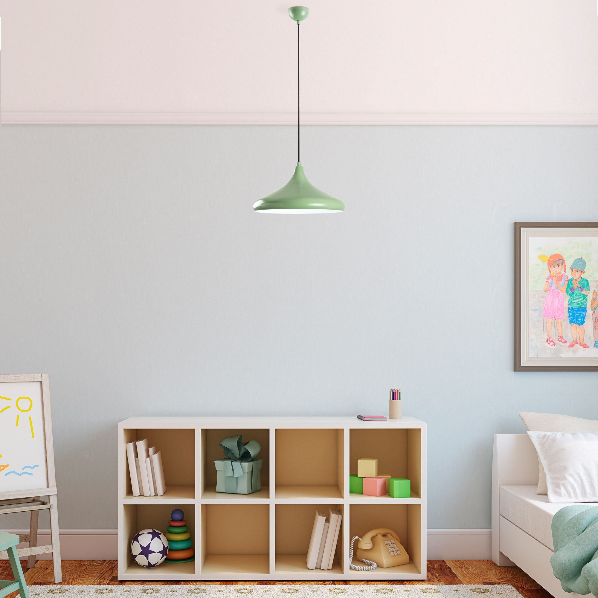 Candeeiro de Teto Ajustável – Altura 27-116 cm – Cor Menta – Metal