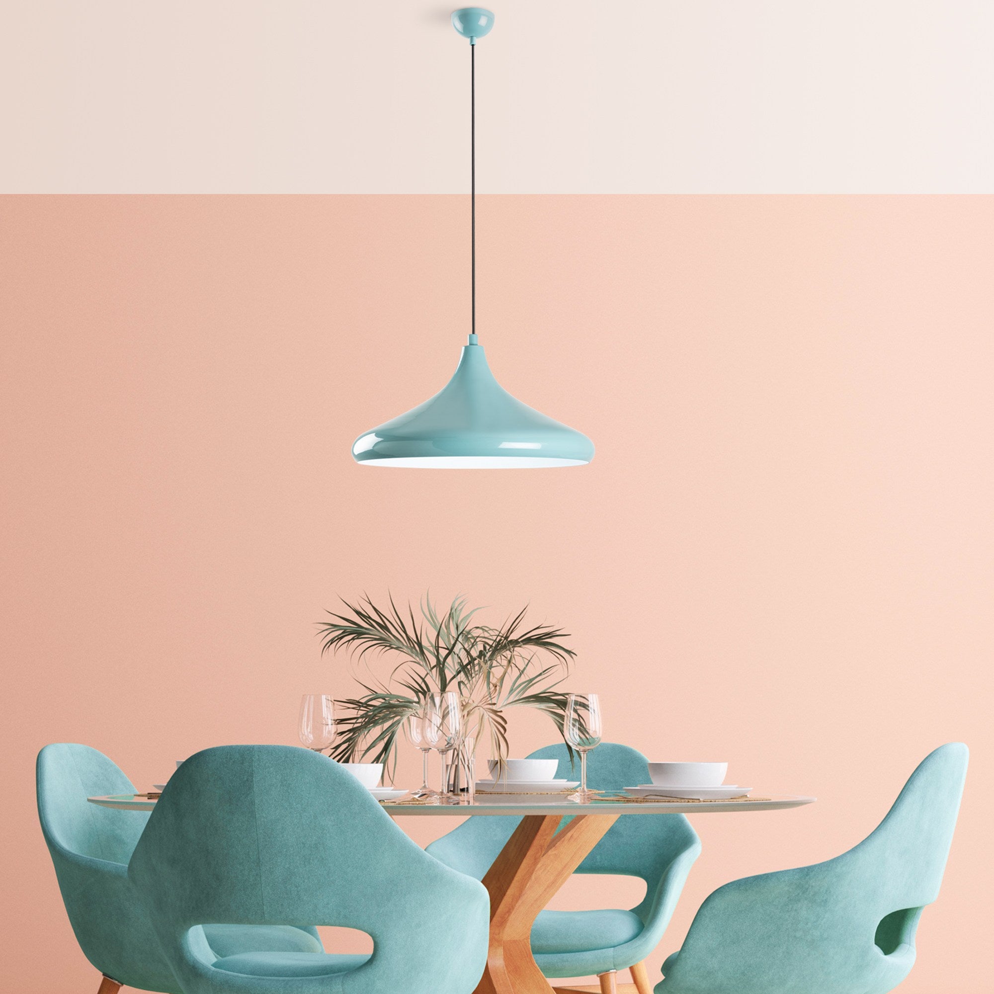 Candeeiro de Teto de metal – 27 a 116 cm – Turquesa –