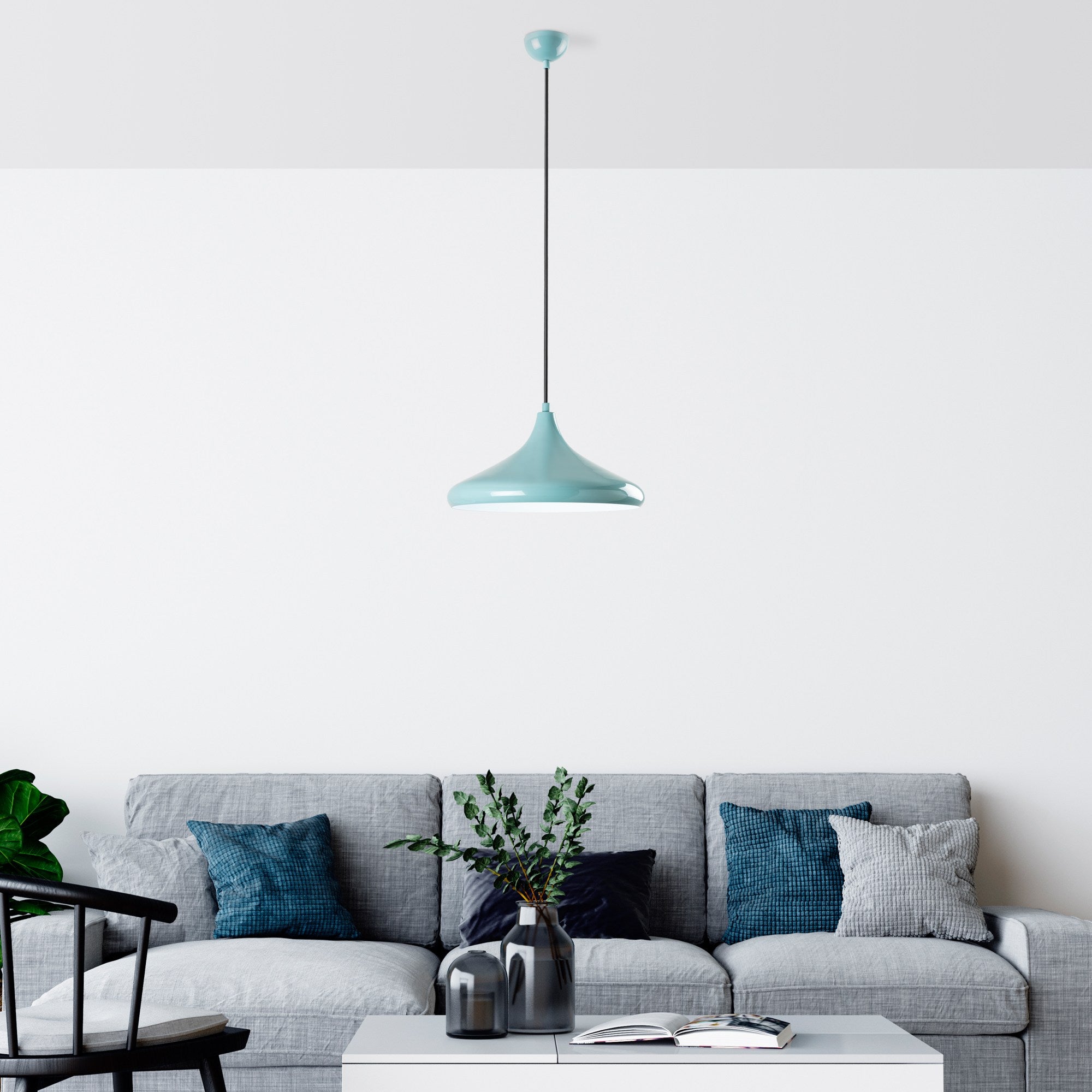 Candeeiro de Teto de metal – 27 a 116 cm – Turquesa –