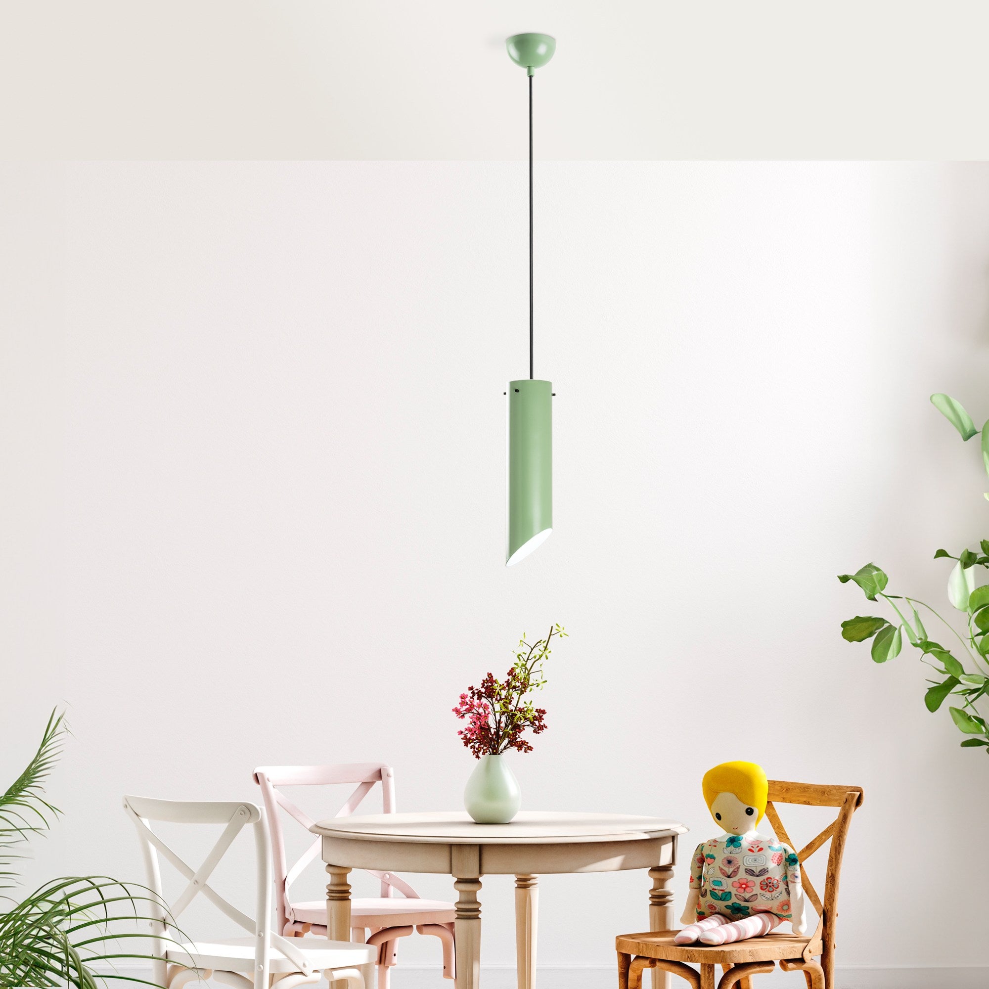 Candeeiro de Teto de metal – altura ajustável 37-114 cm – cor menta