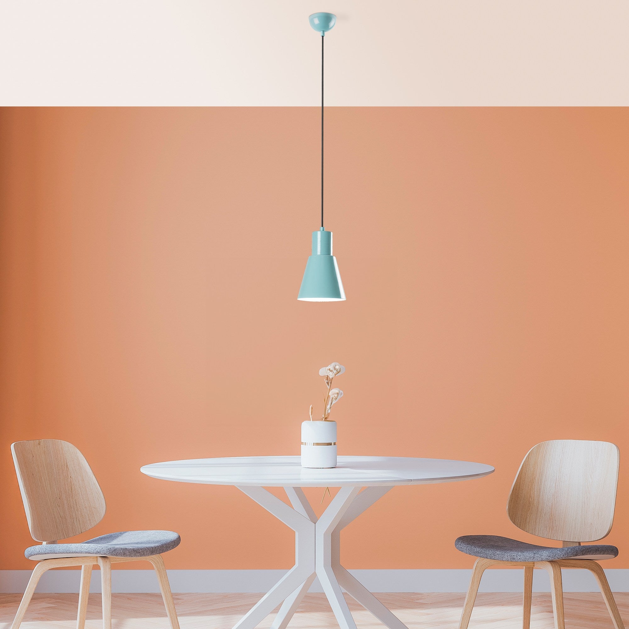 Candeeiro de Teto de metal – altura ajustável de 27 a 114 cm – cor turquesa –