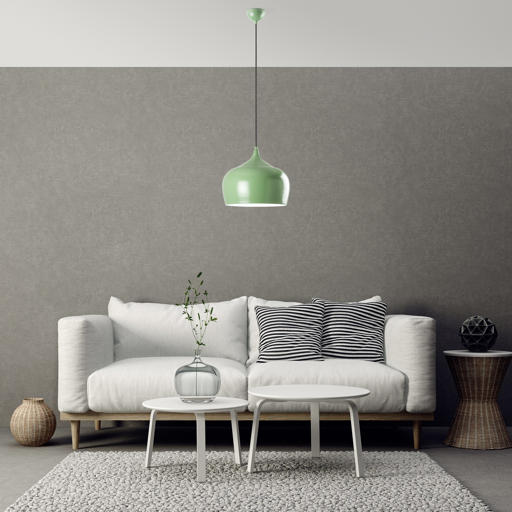 Candeeiro de Teto Metálico – Altura Ajustável 36-125 cm – Verde Menta