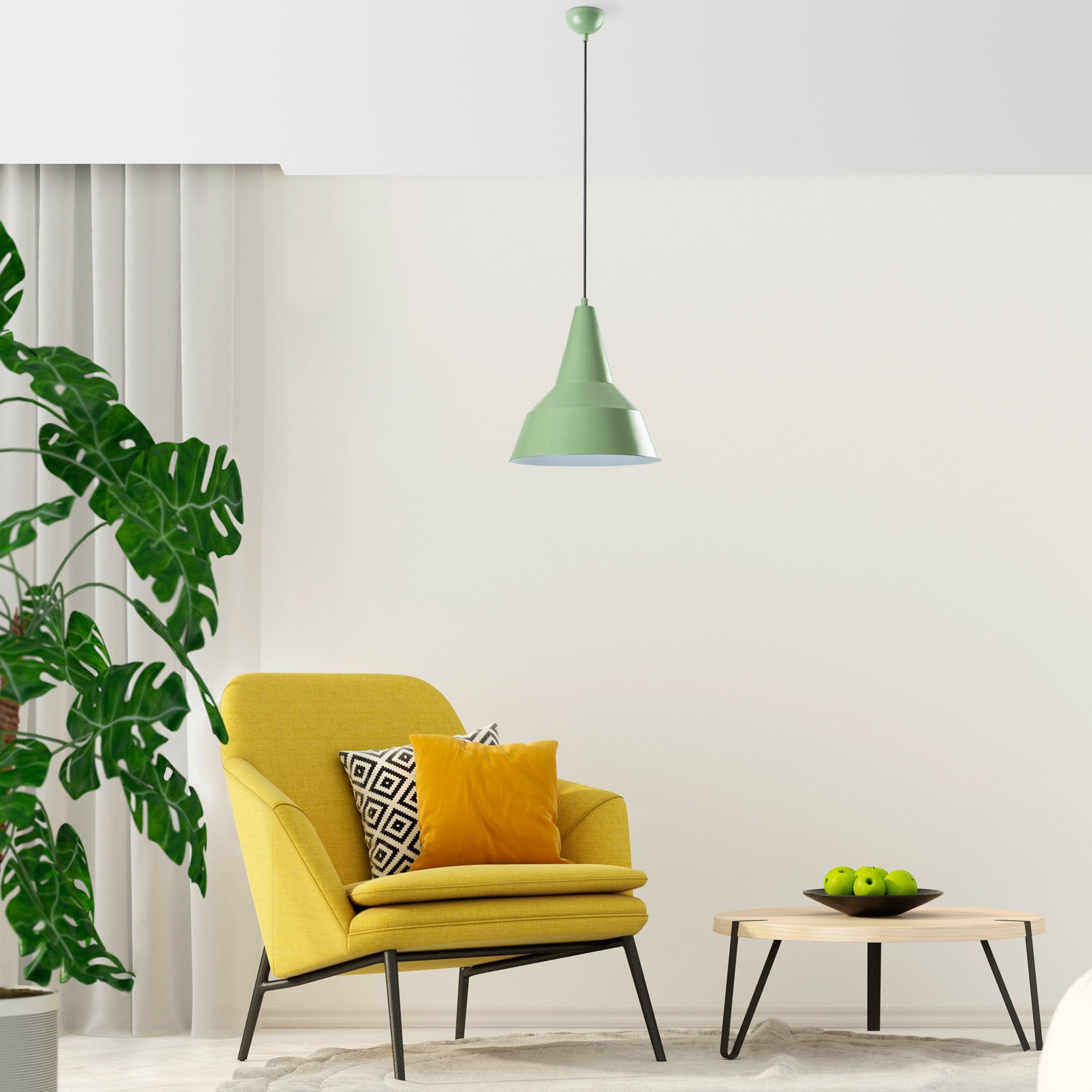 Candeeiro de Teto – altura ajustável de 42 a 131 cm – cor menta – metal
