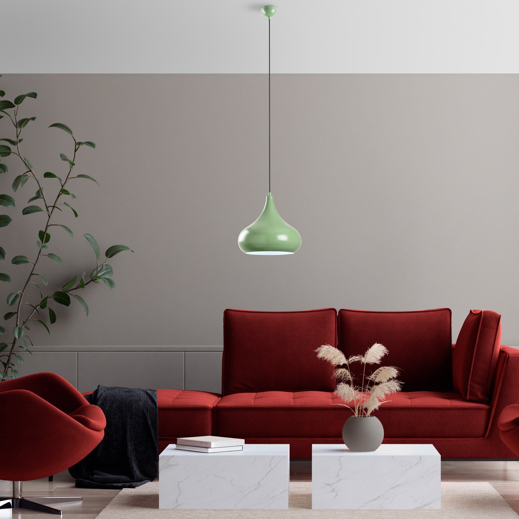 Candeeiro de Teto – Altura ajustável de 35 a 126 cm – Menta – Metálico