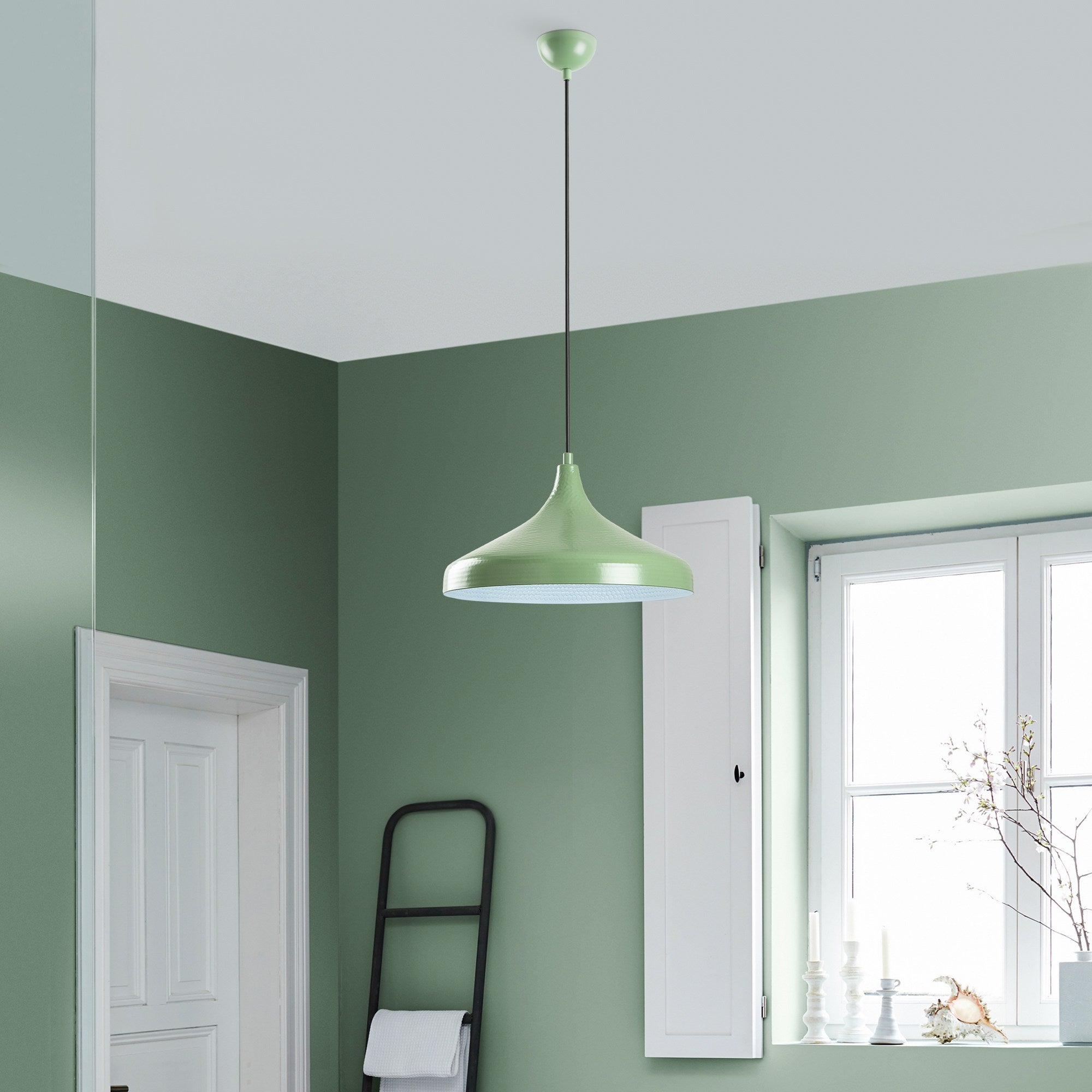 Candeeiro de Teto elegante – 22 a 118 cm – Menta – Metal