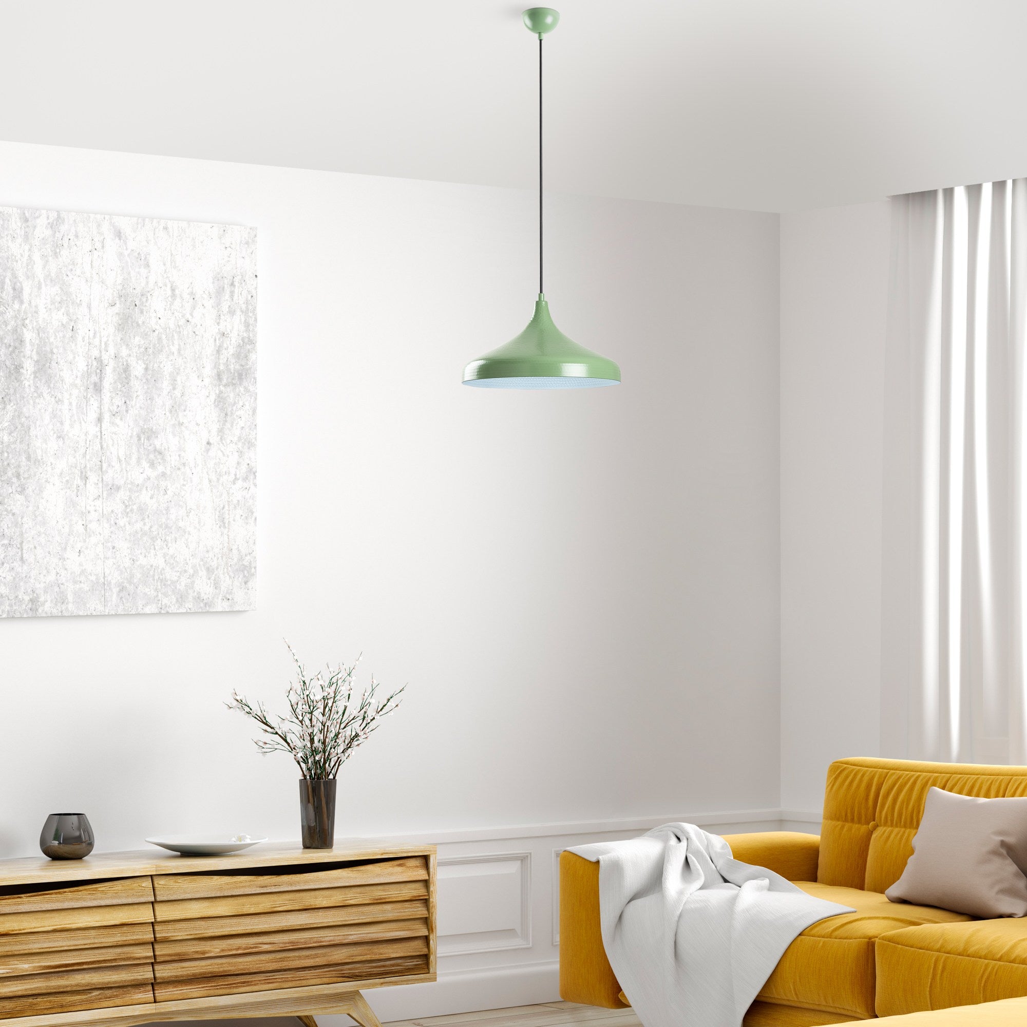 Candeeiro de Teto elegante – 22 a 118 cm – Menta – Metal
