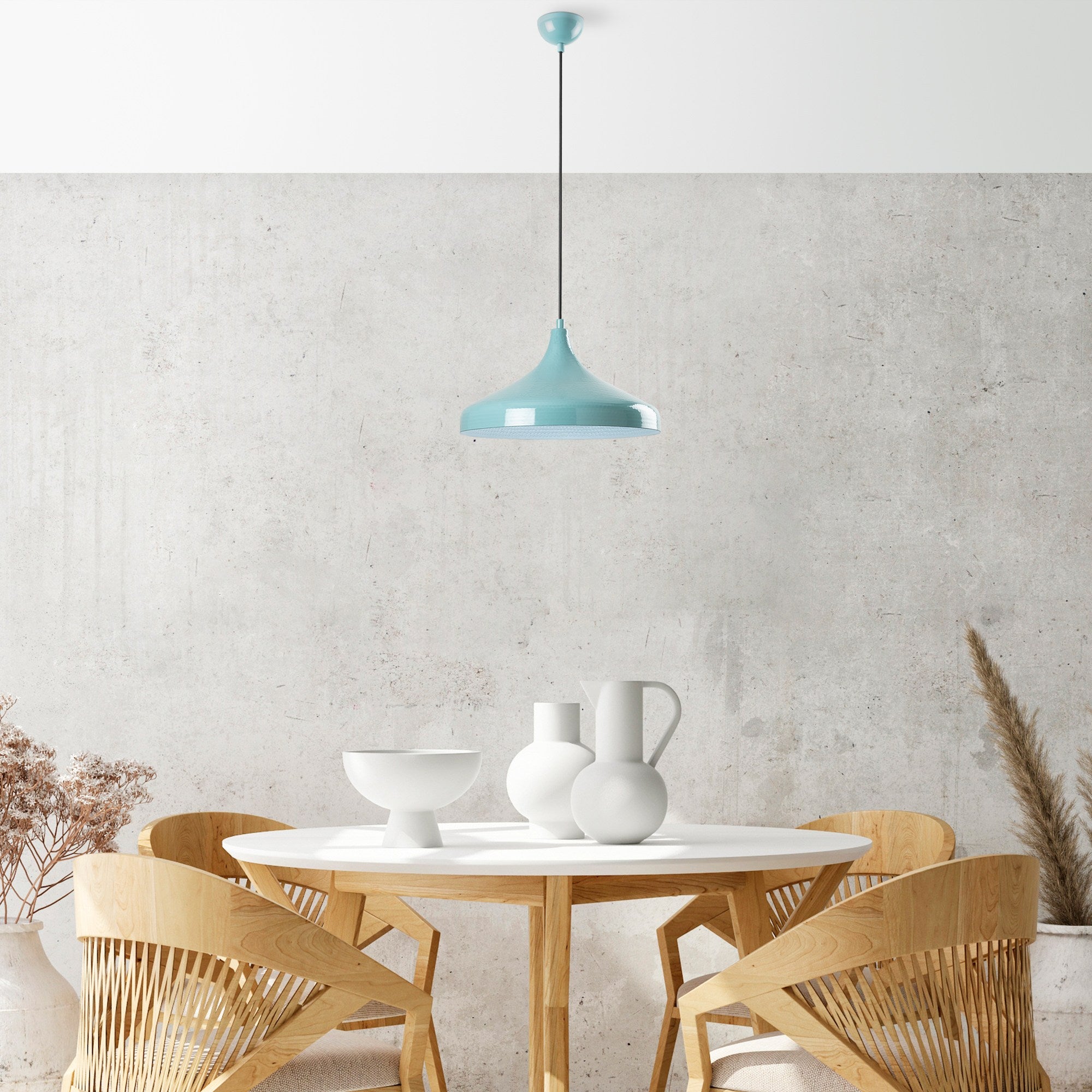 Candeeiro de Teto – Ø36 cm – Turquesa – Metal