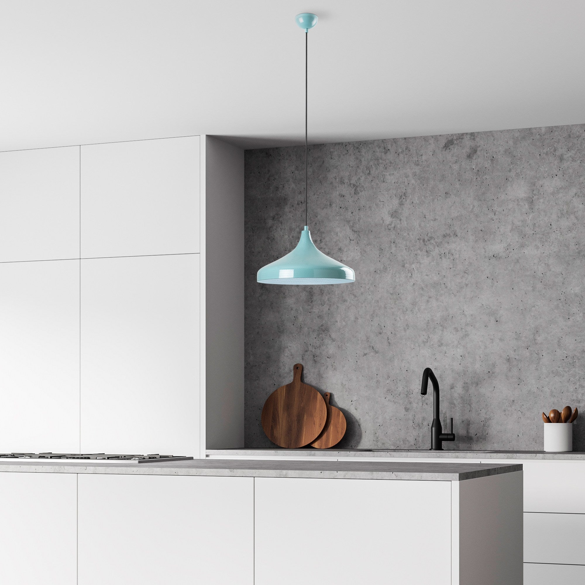 Candeeiro de Teto – Ø36 cm – Turquesa – Metal