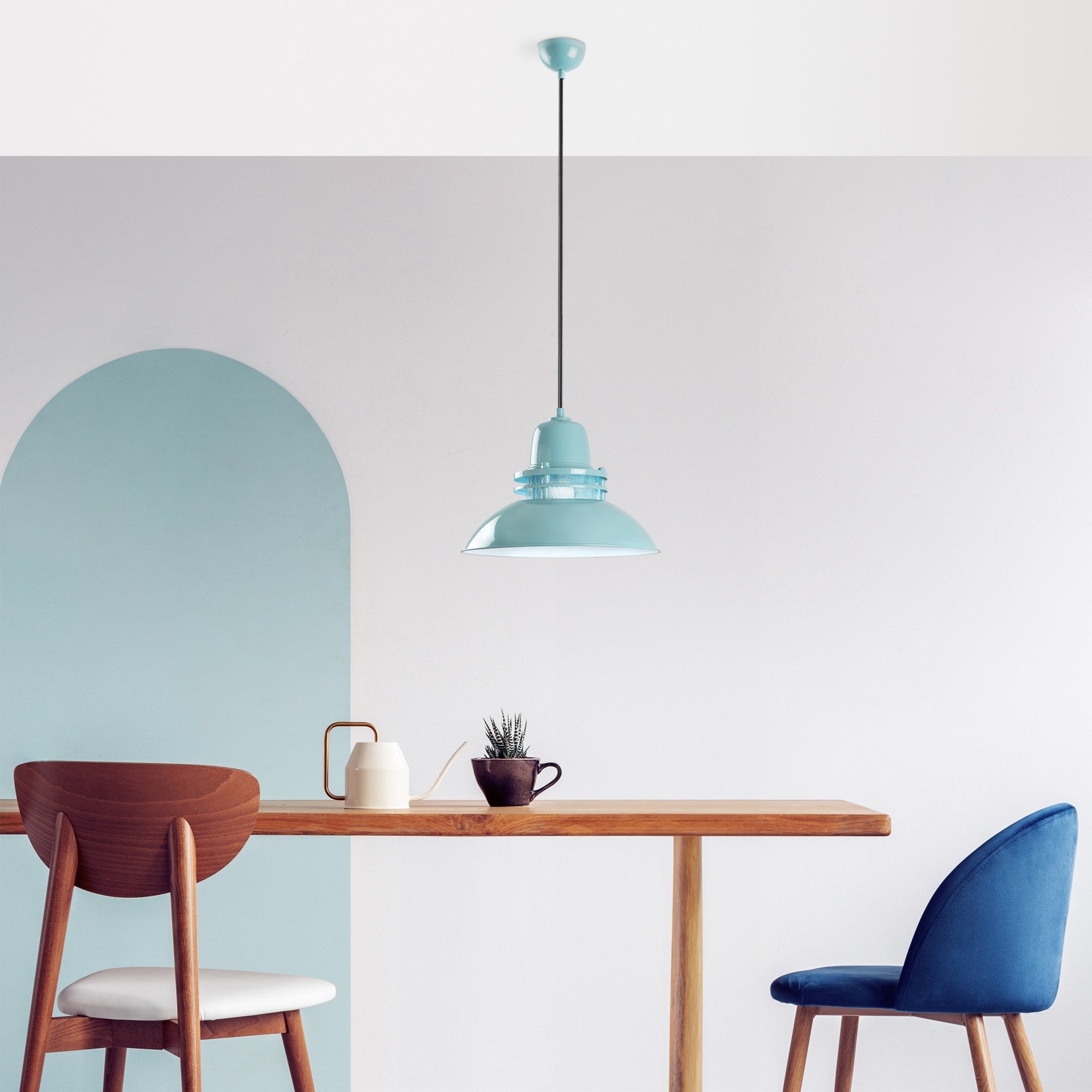 Candeeiro de Teto de metal – altura ajustável de 34 a 123 cm – turquesa