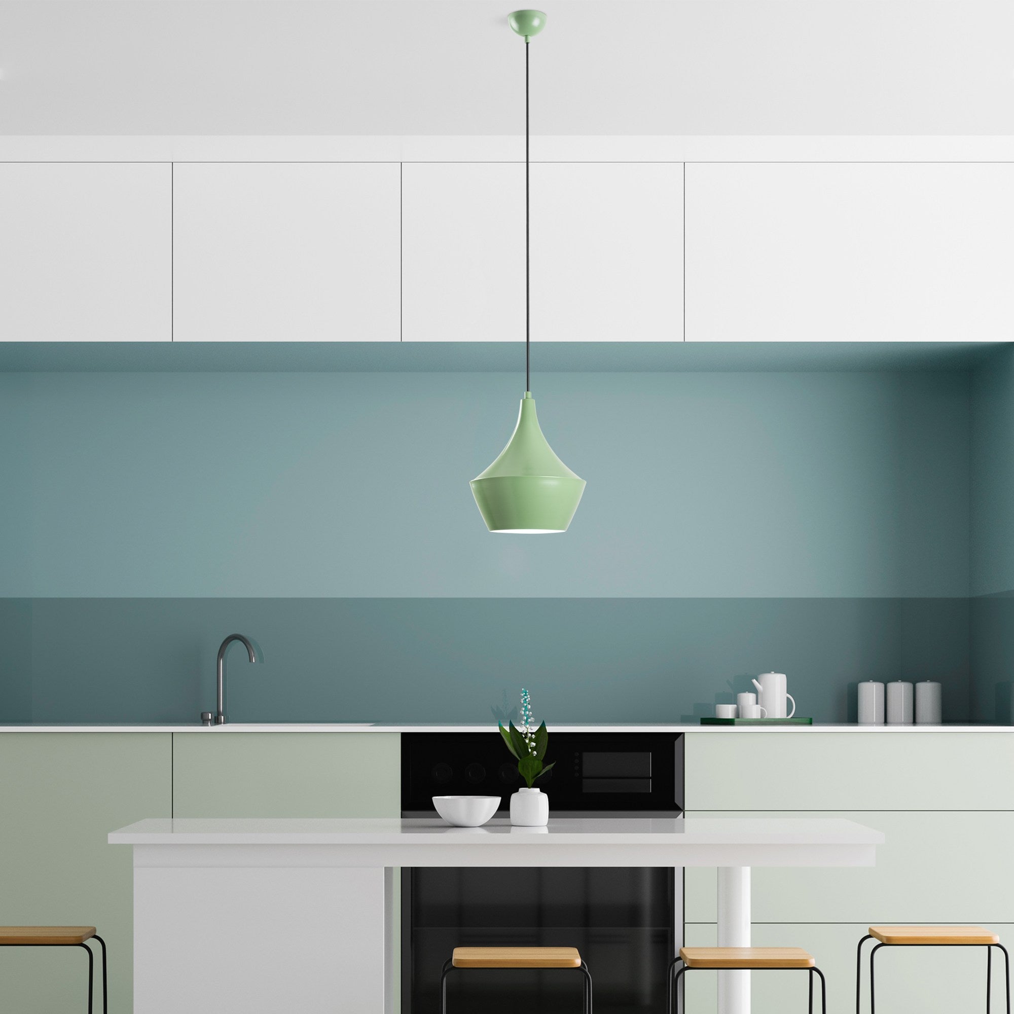 Candeeiro de Teto elegante – altura ajustável de 37 a 130 cm – menta – metal
