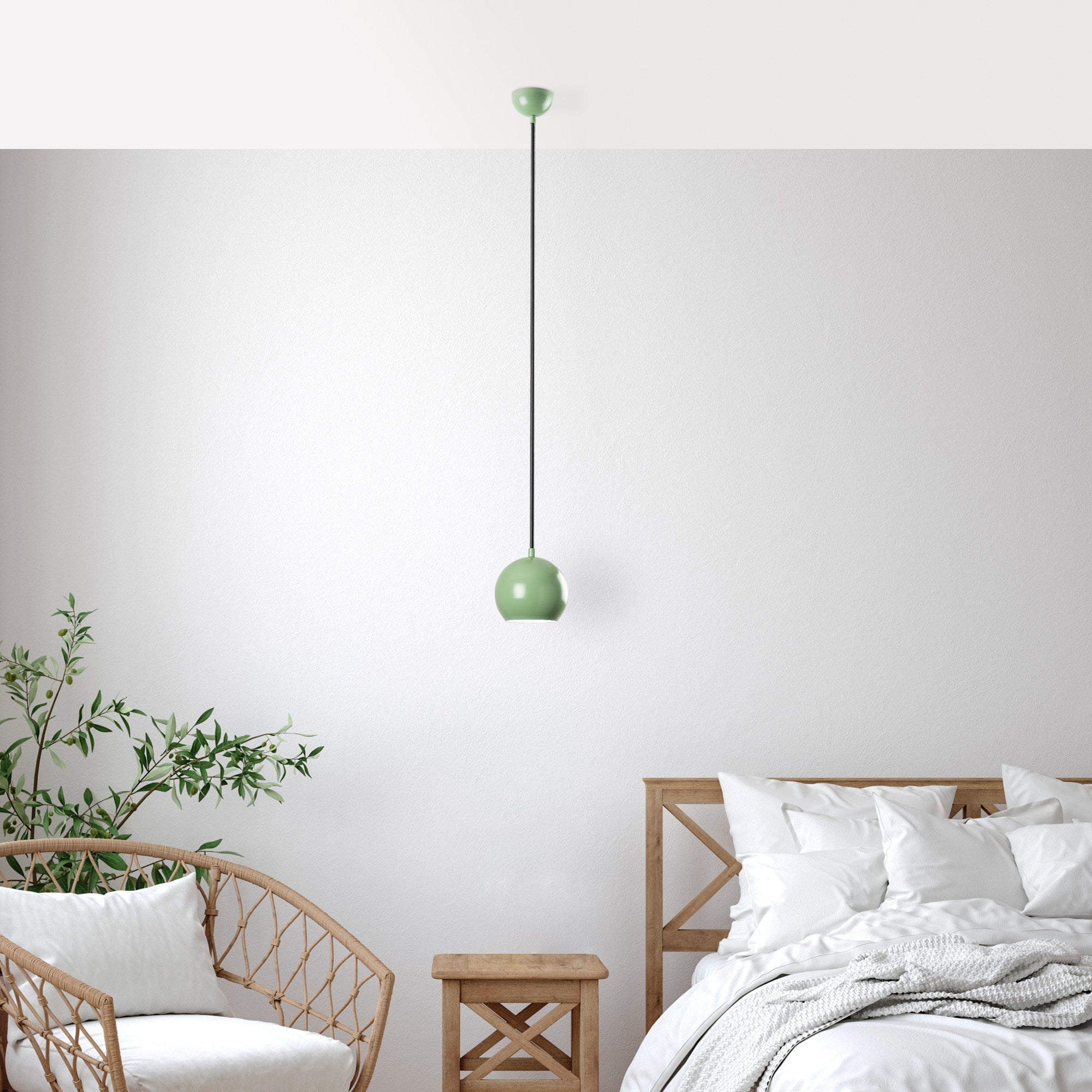 Candeeiro de Teto elegante – altura ajustável de 20 a 111 cm – cor menta – corpo de metal