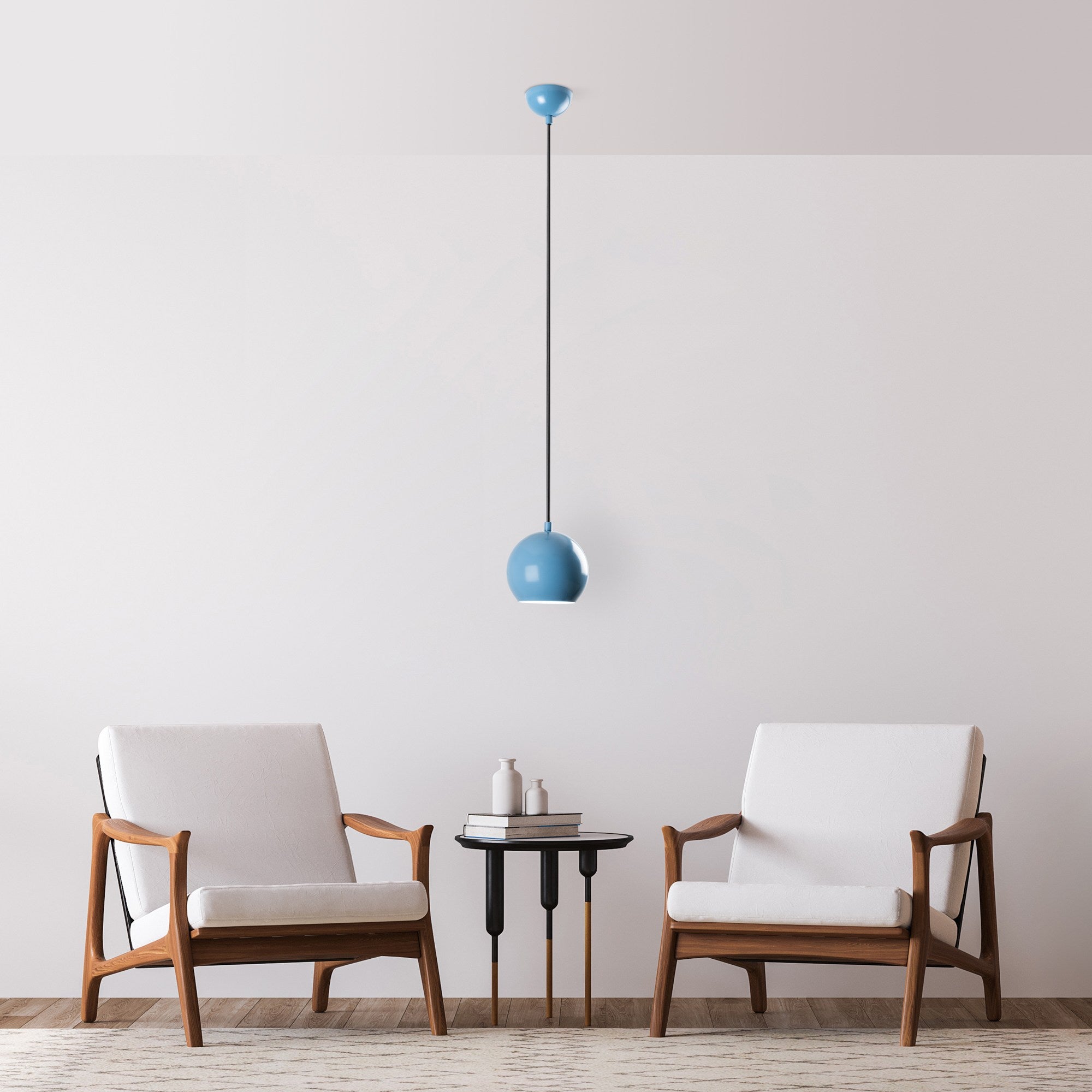 Candeeiro de Teto – Altura Ajustável 20-111 cm – Azul Claro – Metal