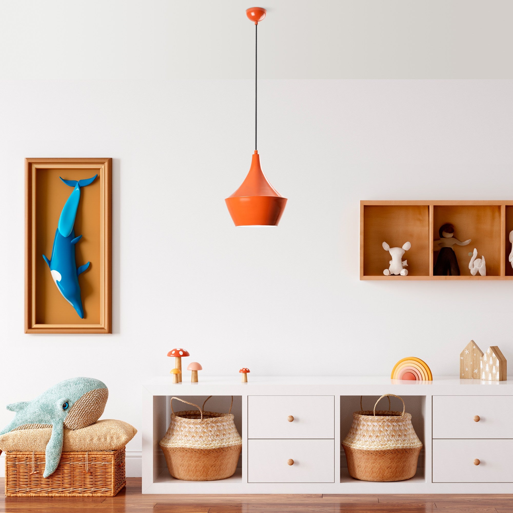 Candeeiro de Teto – altura ajustável de 37 a 130 cm – laranja – metal