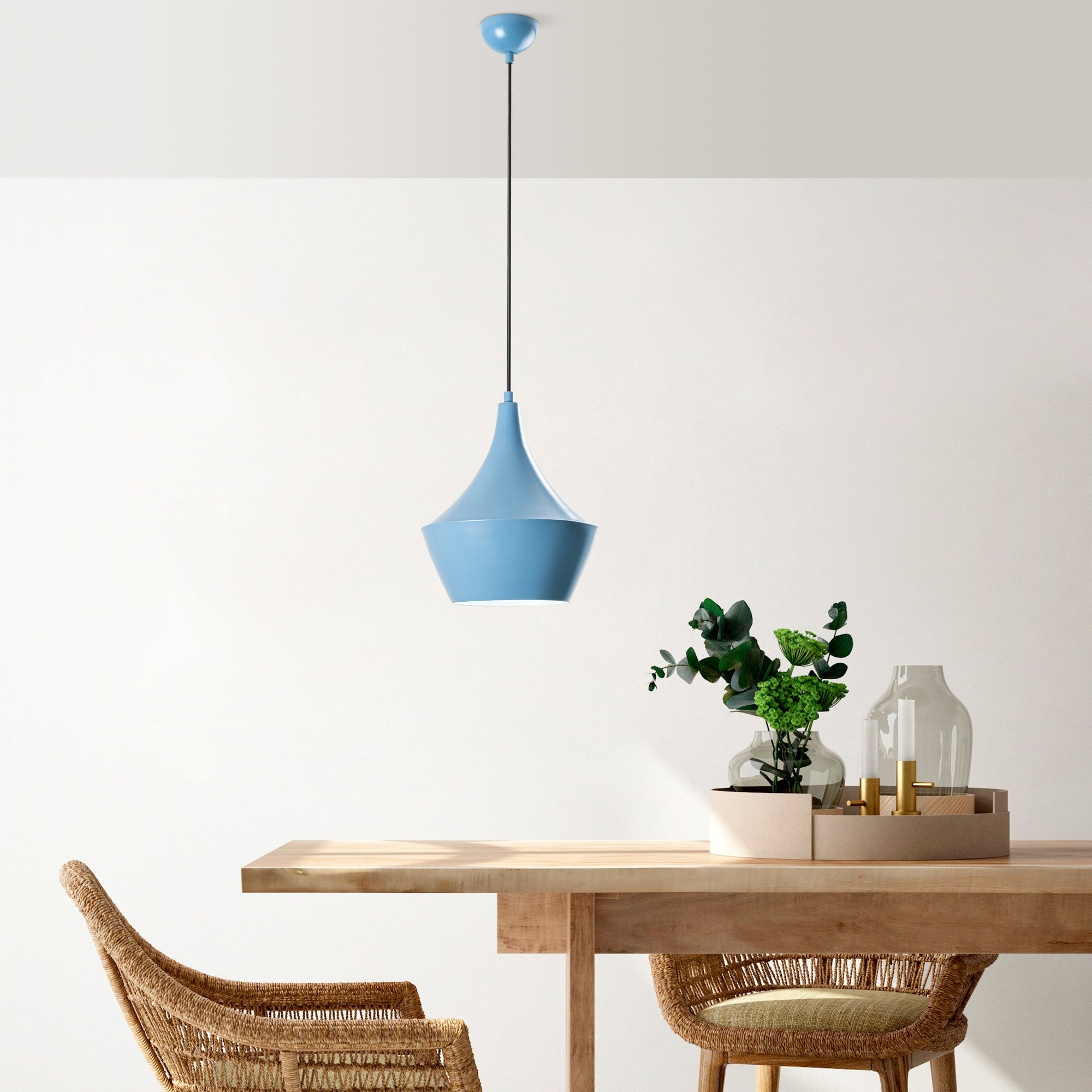 Candeeiro de Teto – Altura Ajustável 37-130 cm – Azul Claro – Metal