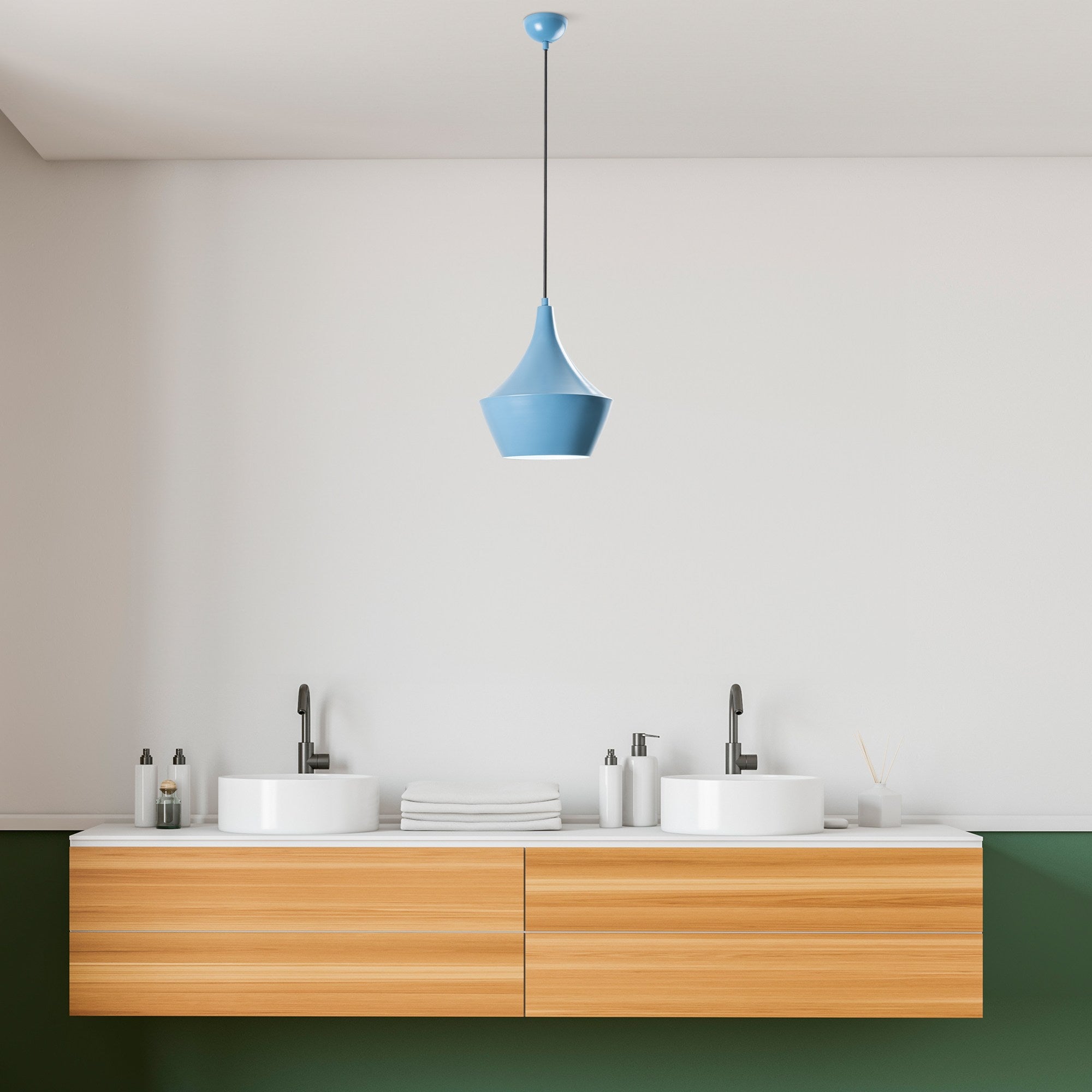 Candeeiro de Teto – Altura Ajustável 37-130 cm – Azul Claro – Metal