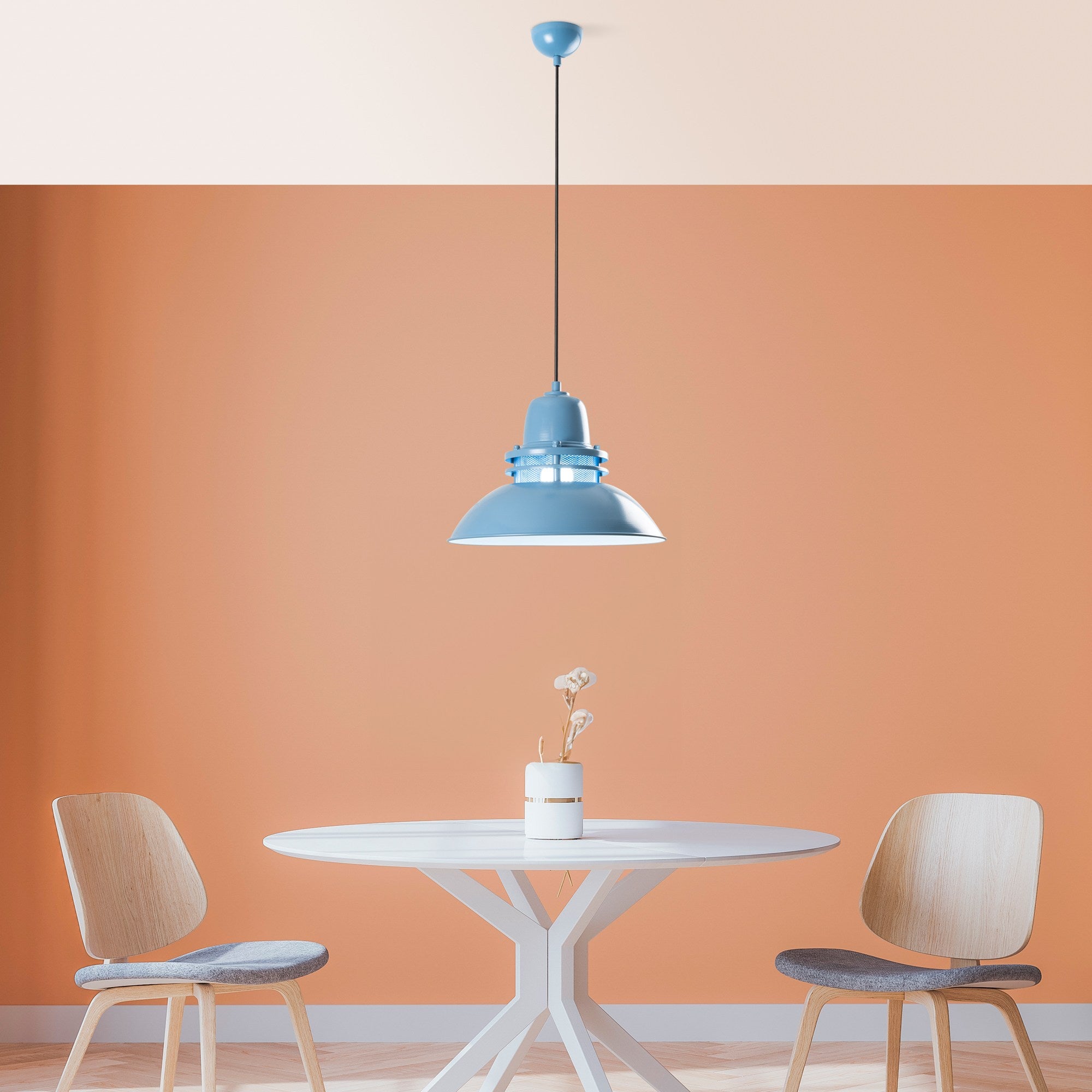 Candeeiro de Teto – Altura Ajustável 34-123 cm – Azul Claro – Metal