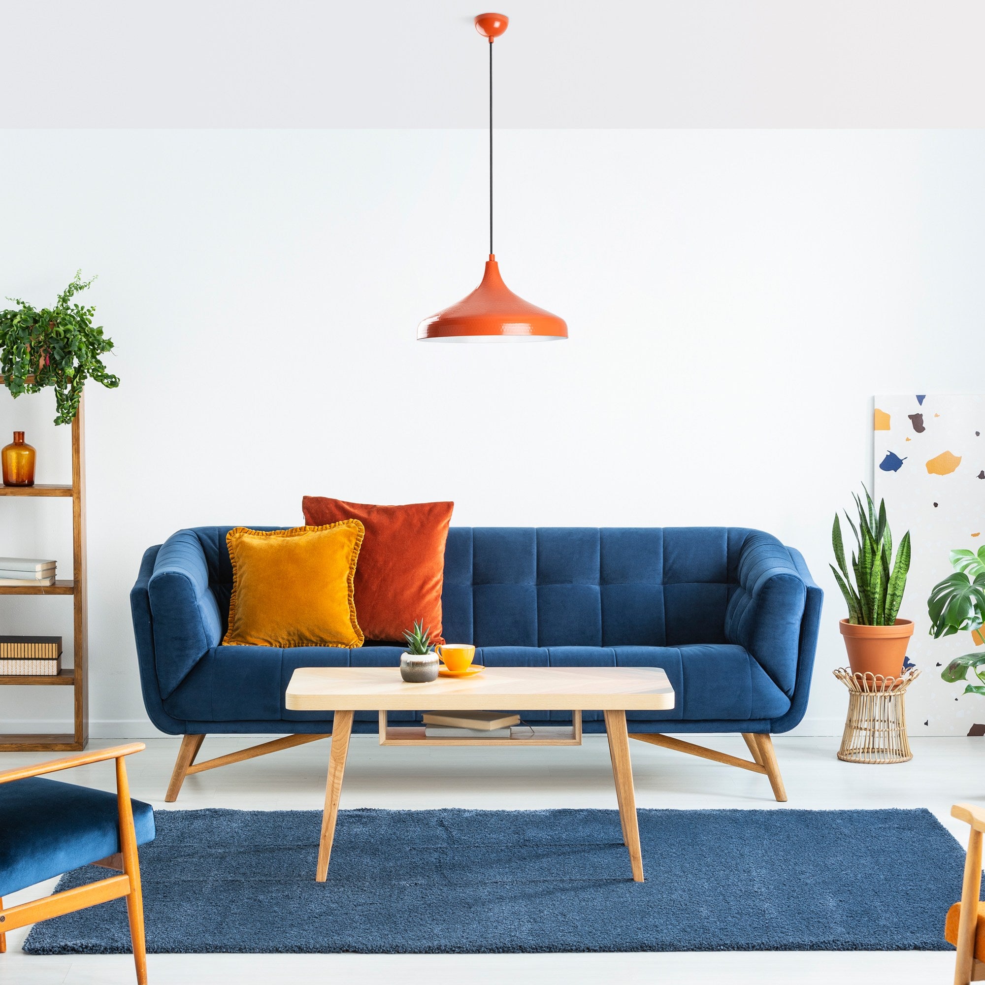 Candeeiro de Teto – Ø36 cm – Laranja – Metal
