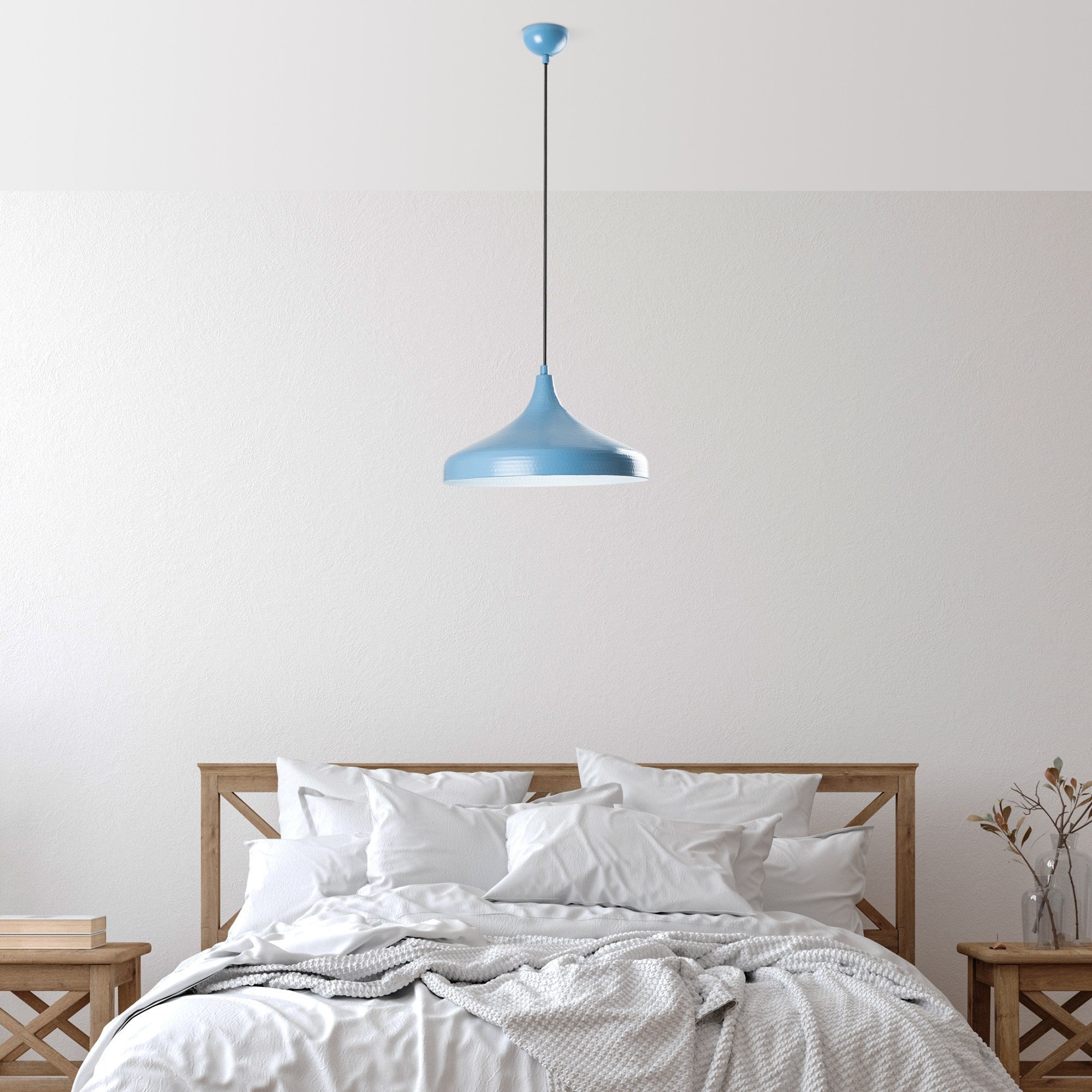 Candeeiro de Teto – Altura Ajustável 22-118 cm – Azul Claro – Metal