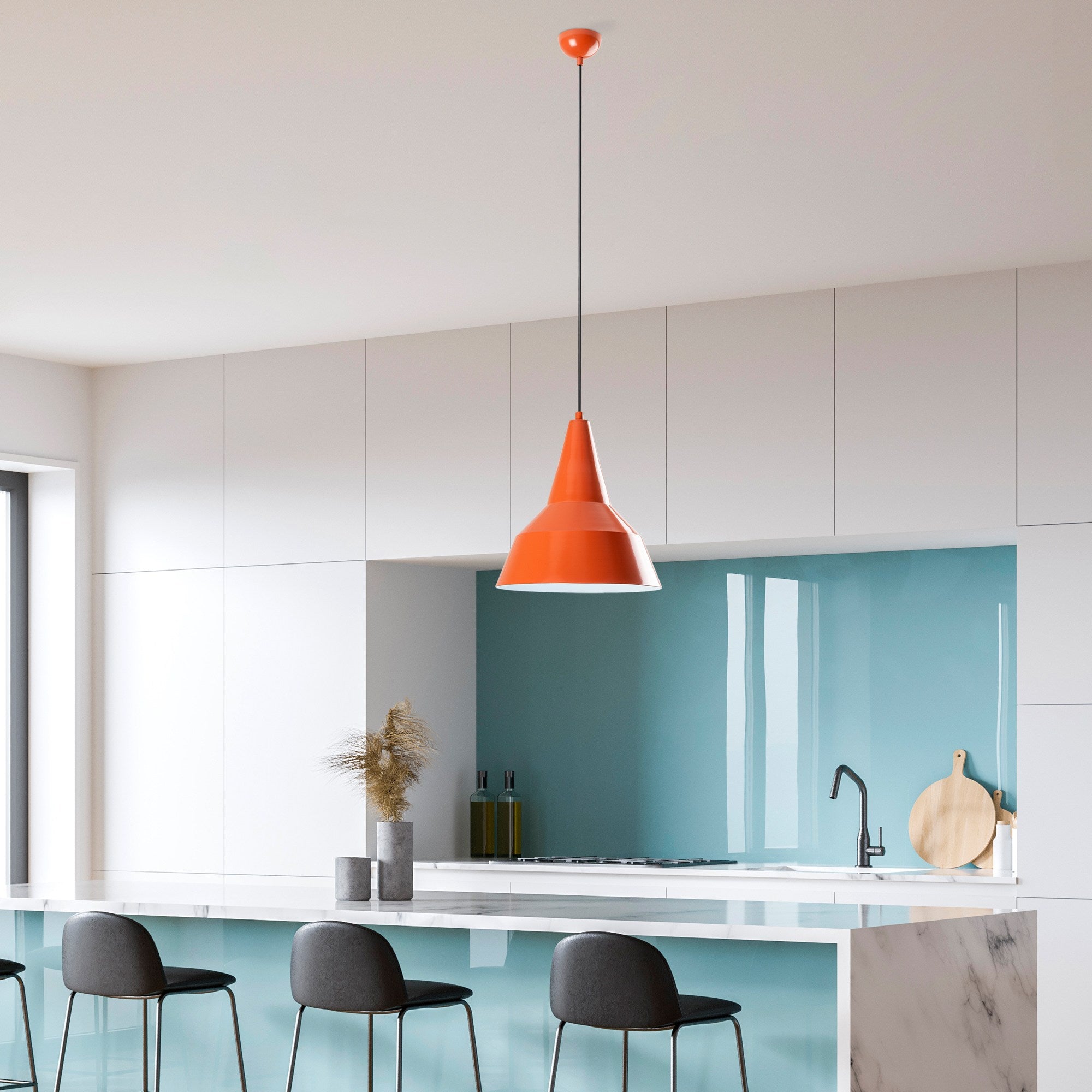 Candeeiro de Teto – altura ajustável de 42 a 131 cm – laranja – metal