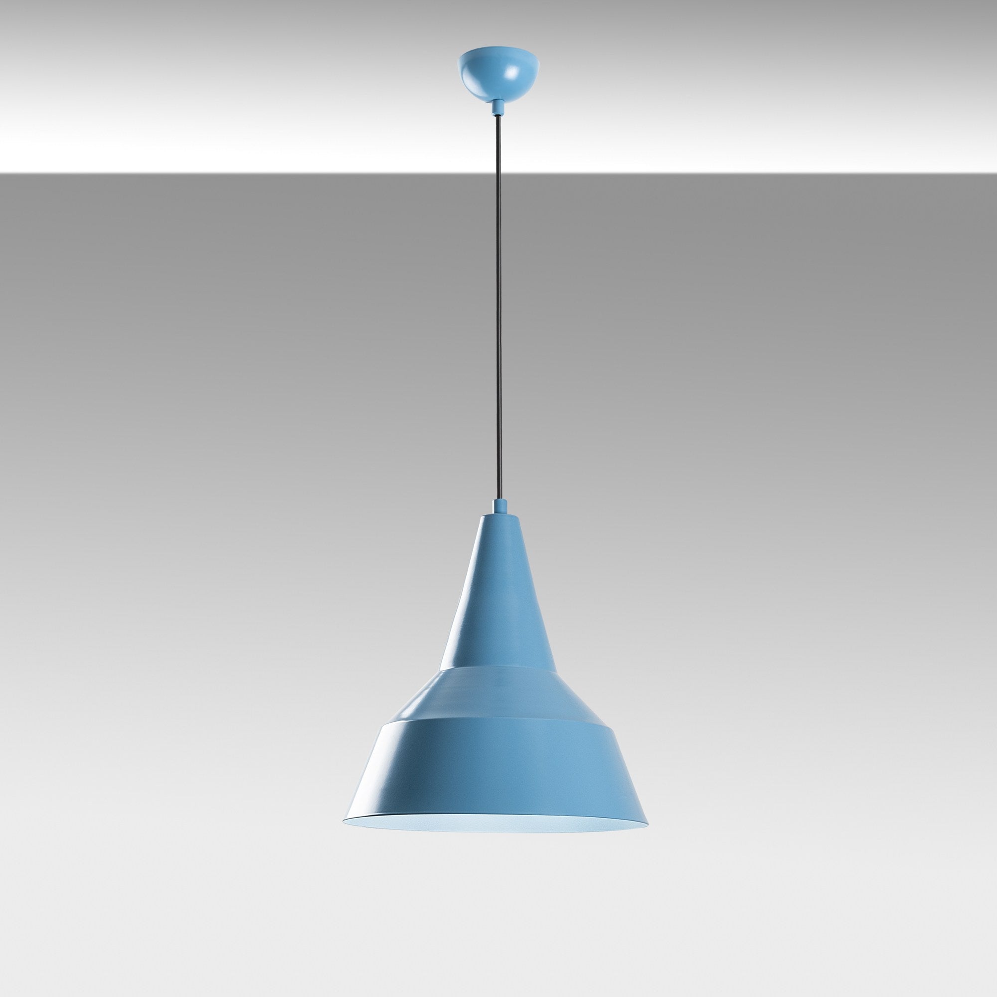 Candeeiro de Teto – altura ajustável de 42 a 131 cm – azul claro – metal