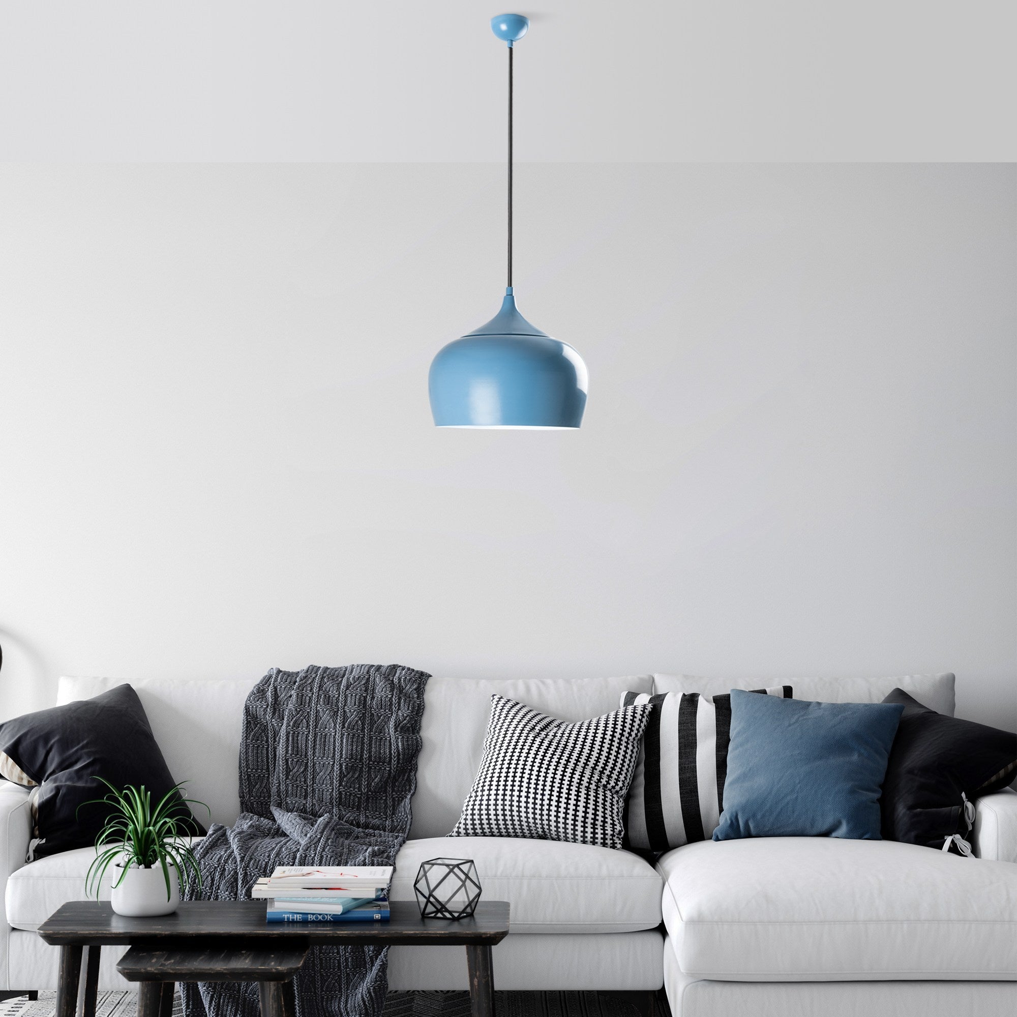 Candeeiro de Teto – Altura Ajustável 36-125 cm – Azul Claro – Metal