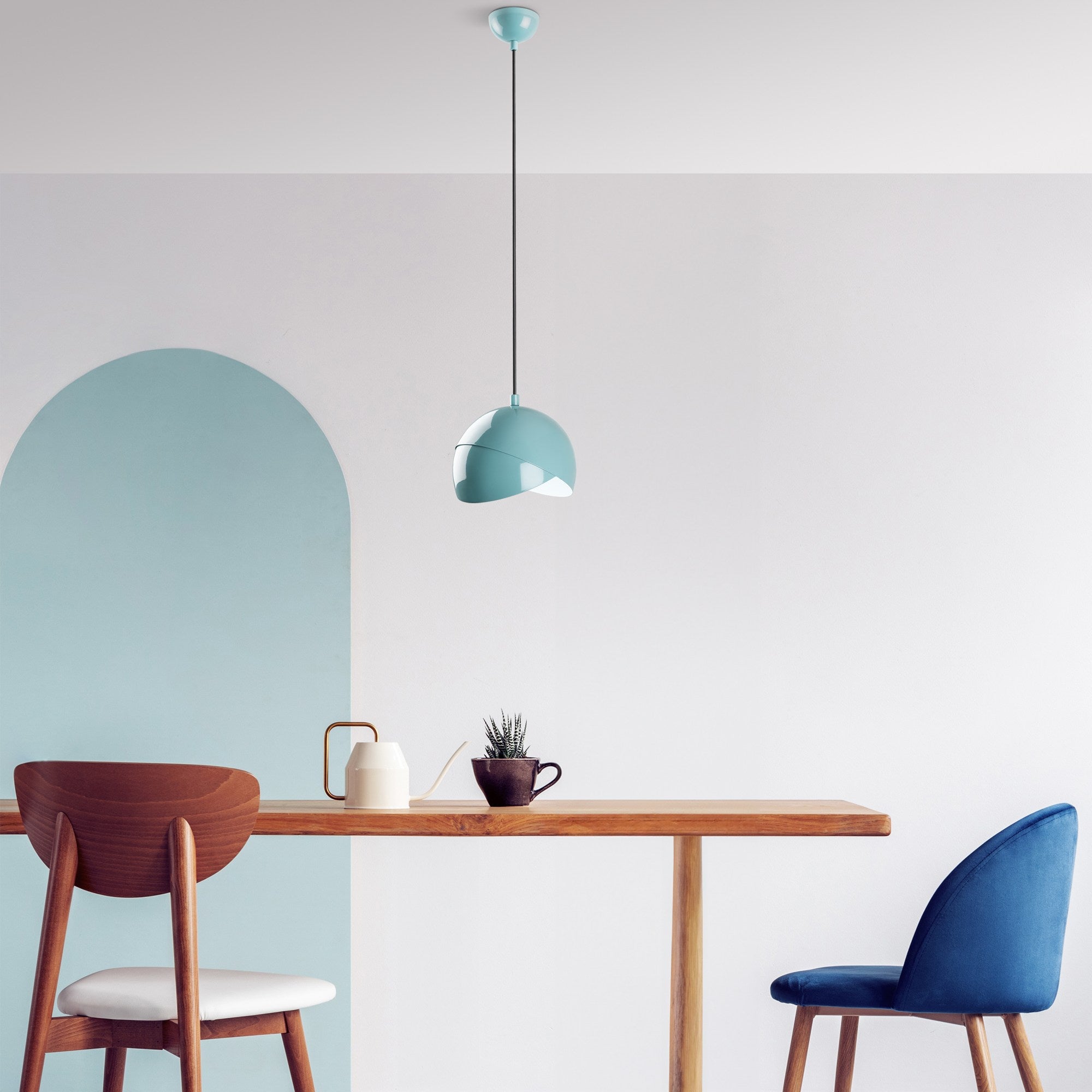 Candeeiro de Teto de metal – altura ajustável de 22 a 114 cm – turquesa –