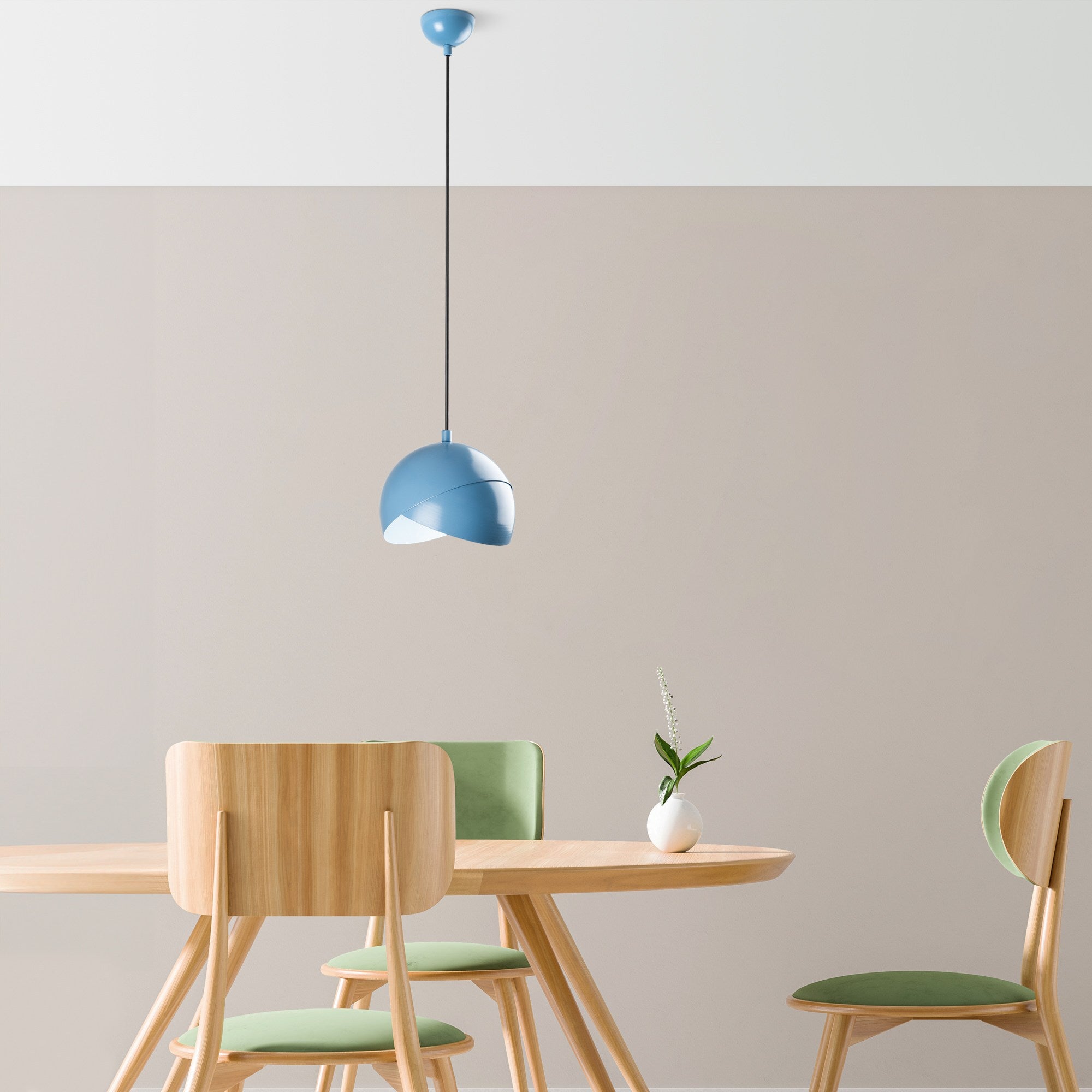 Candeeiro de Teto – altura ajustável de 22 a 114 cm – azul claro – metal