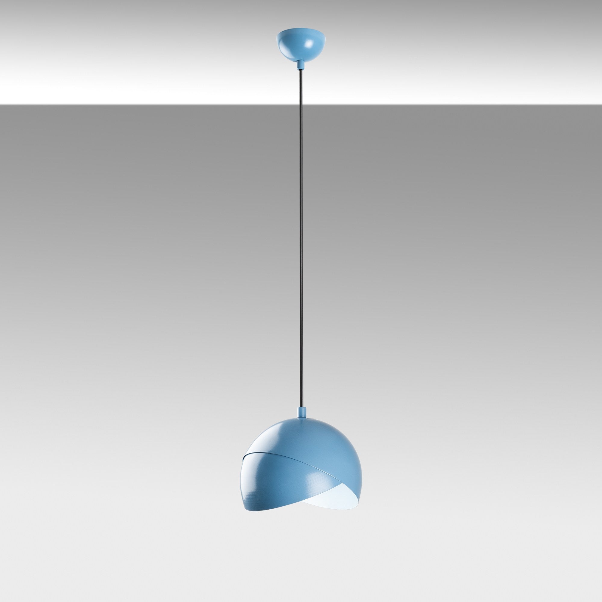 Candeeiro de Teto – altura ajustável de 22 a 114 cm – azul claro – metal
