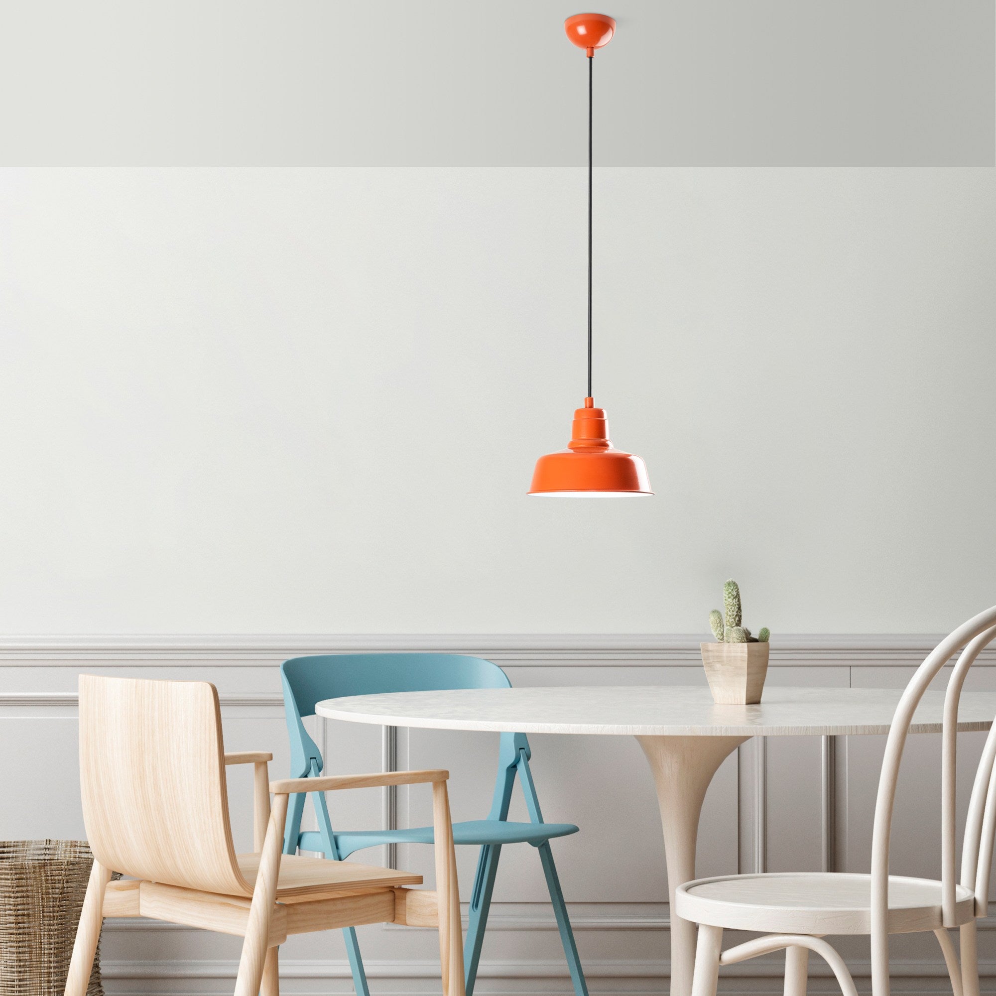 Candeeiro de Teto – altura ajustável de 21 a 108 cm – laranja – metal