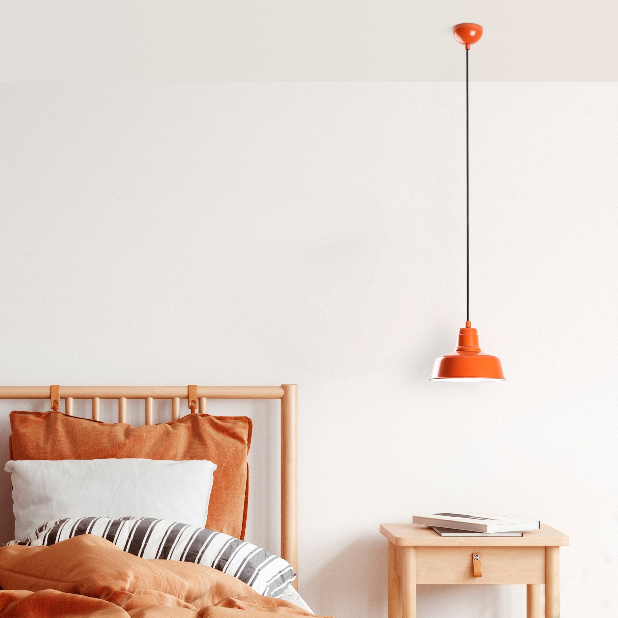 Candeeiro de Teto – altura ajustável de 21 a 108 cm – laranja – metal
