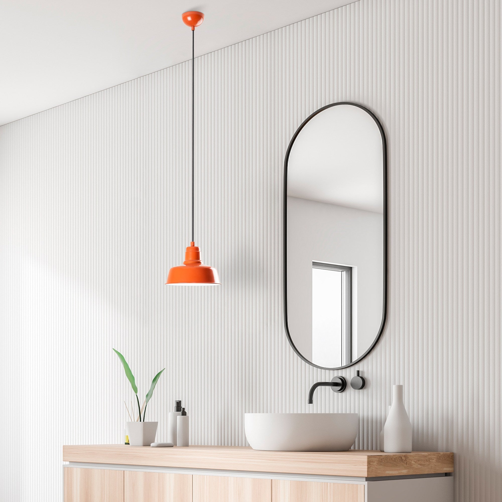 Candeeiro de Teto – altura ajustável de 21 a 108 cm – laranja – metal