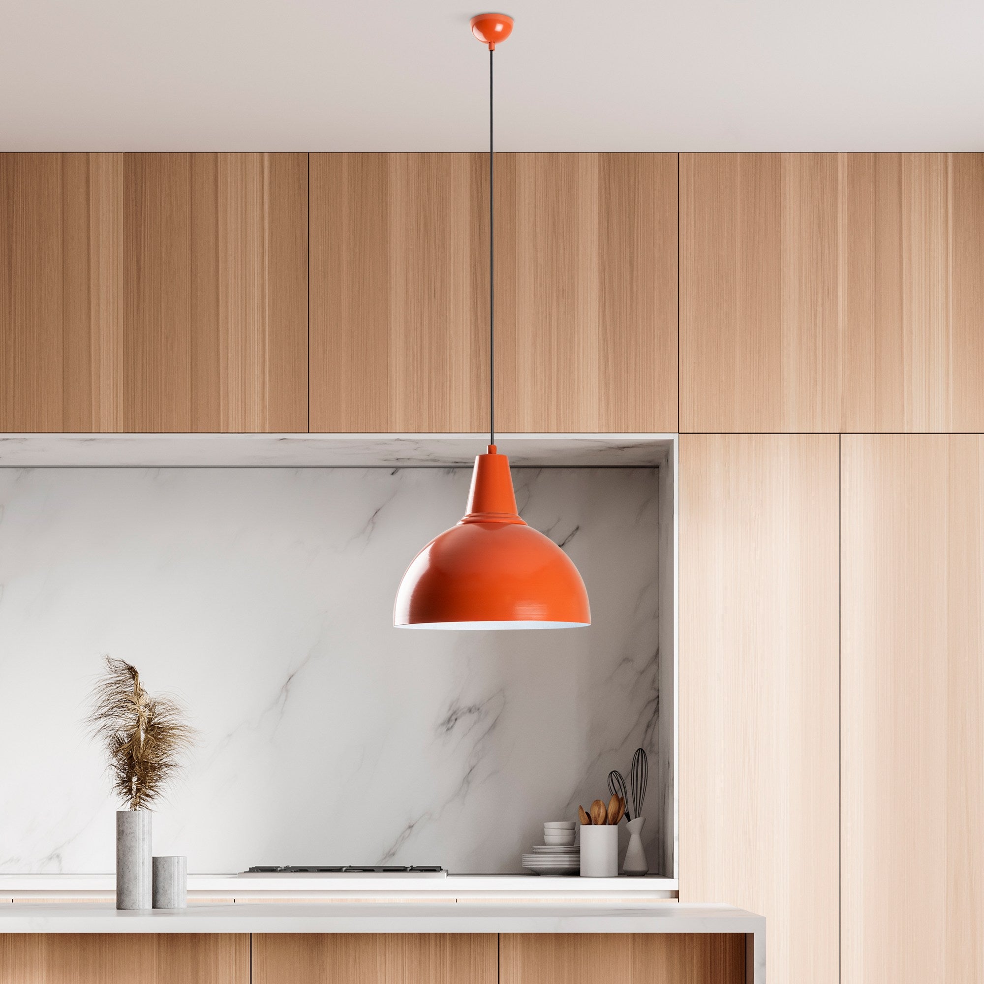 Candeeiro de Teto – altura ajustável de 32 a 121 cm – laranja – metal