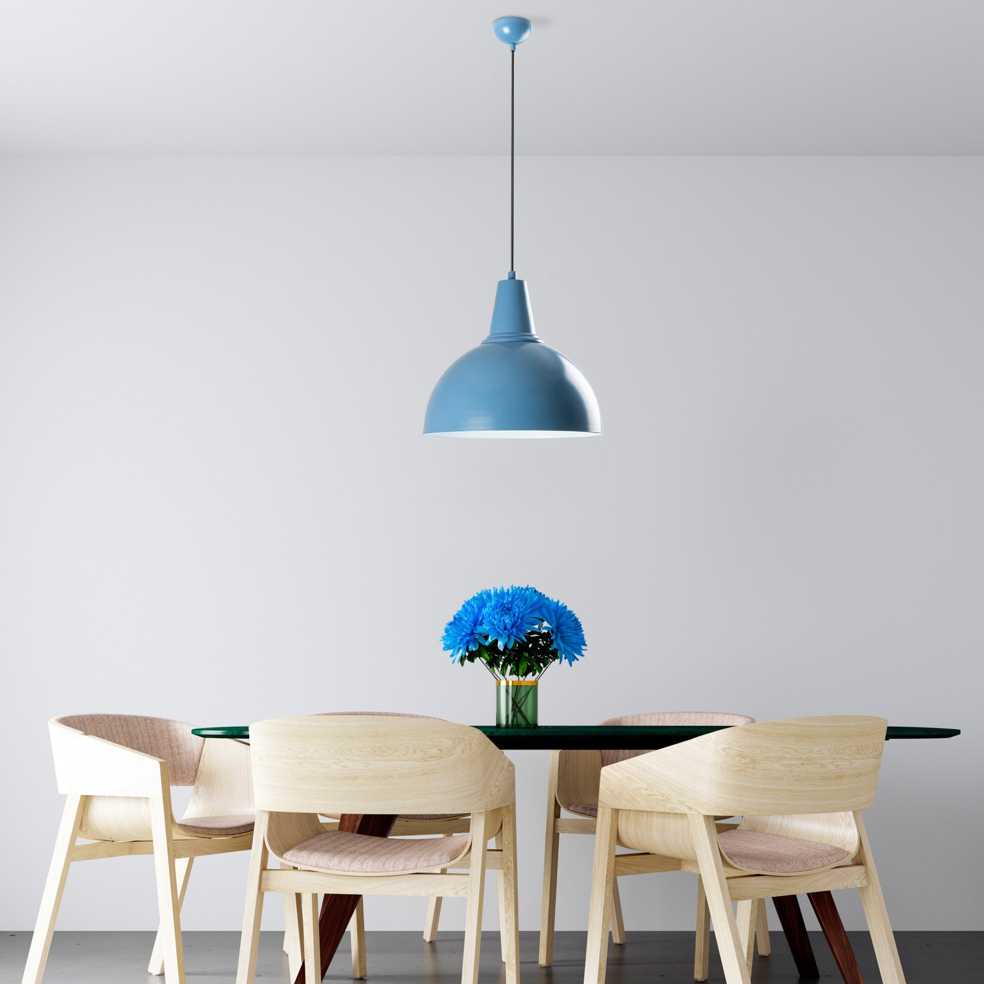 Candeeiro de Teto – 32 a 121 cm – Azul Claro – Metal