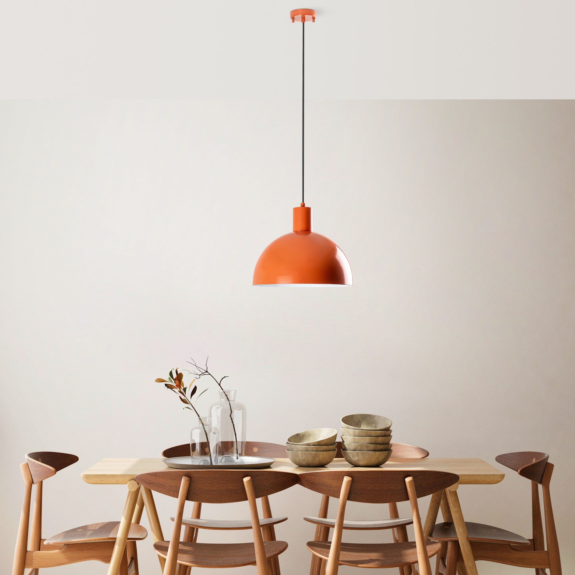 Candeeiro de Teto – Ø30 cm – Laranja – Metal