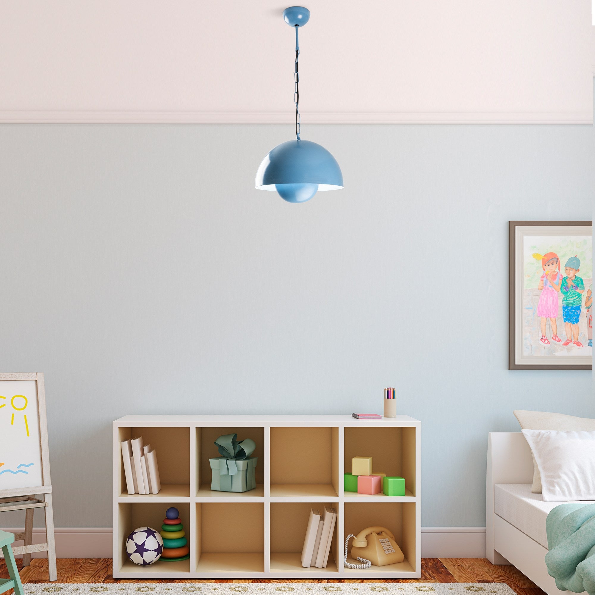 Candeeiro de Teto – Ø30 x 25 cm – Azul Claro – Metal