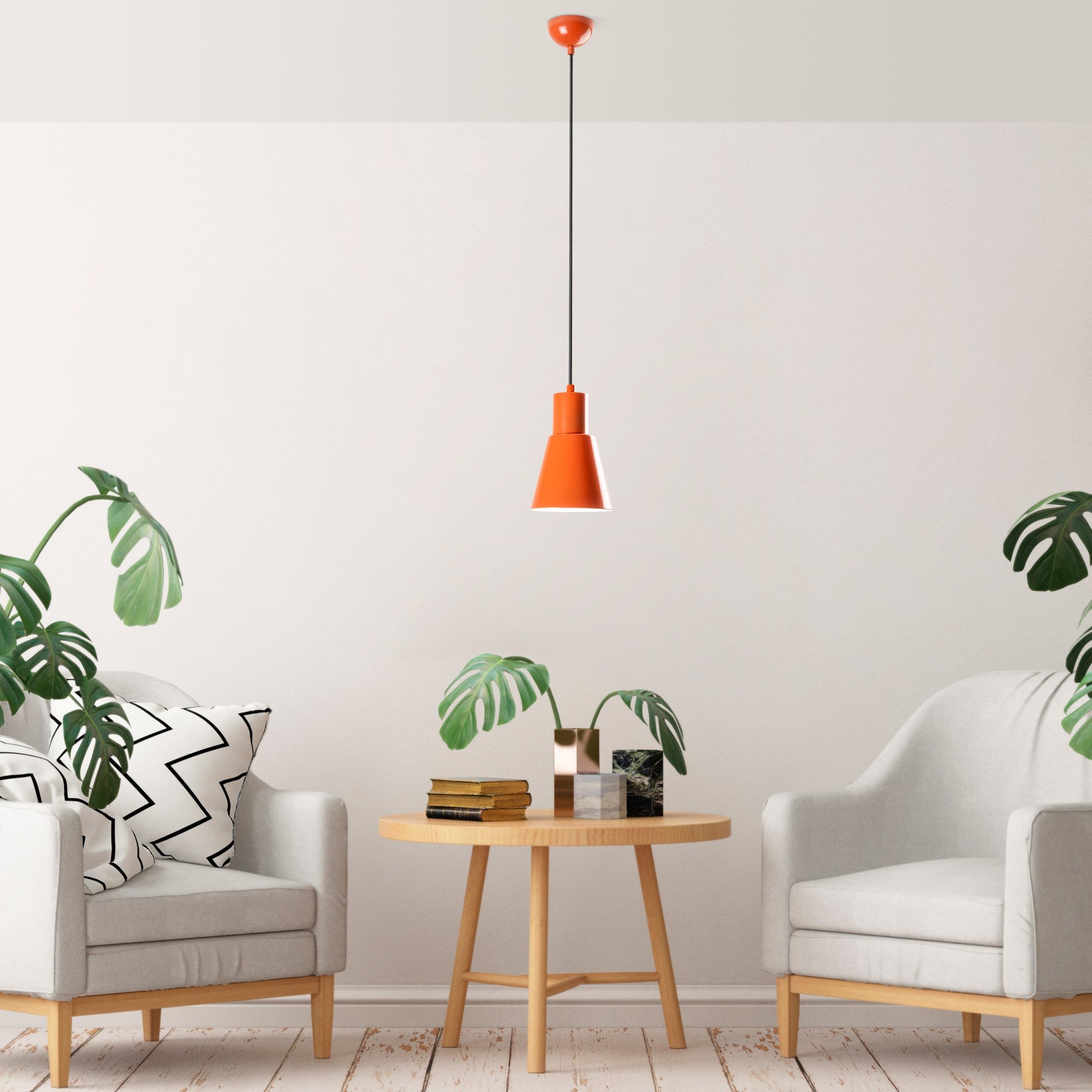 Candeeiro de Teto – 27 a 114 cm – Laranja – Metal