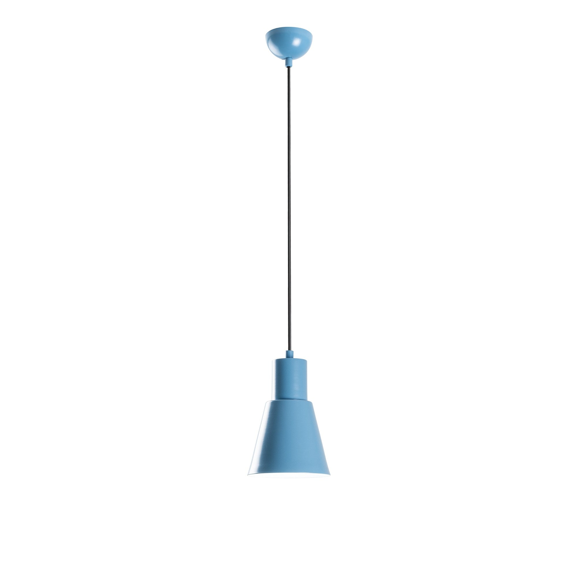 Candeeiro de Teto – altura ajustável de 27 a 114 cm – azul claro – corpo de metal