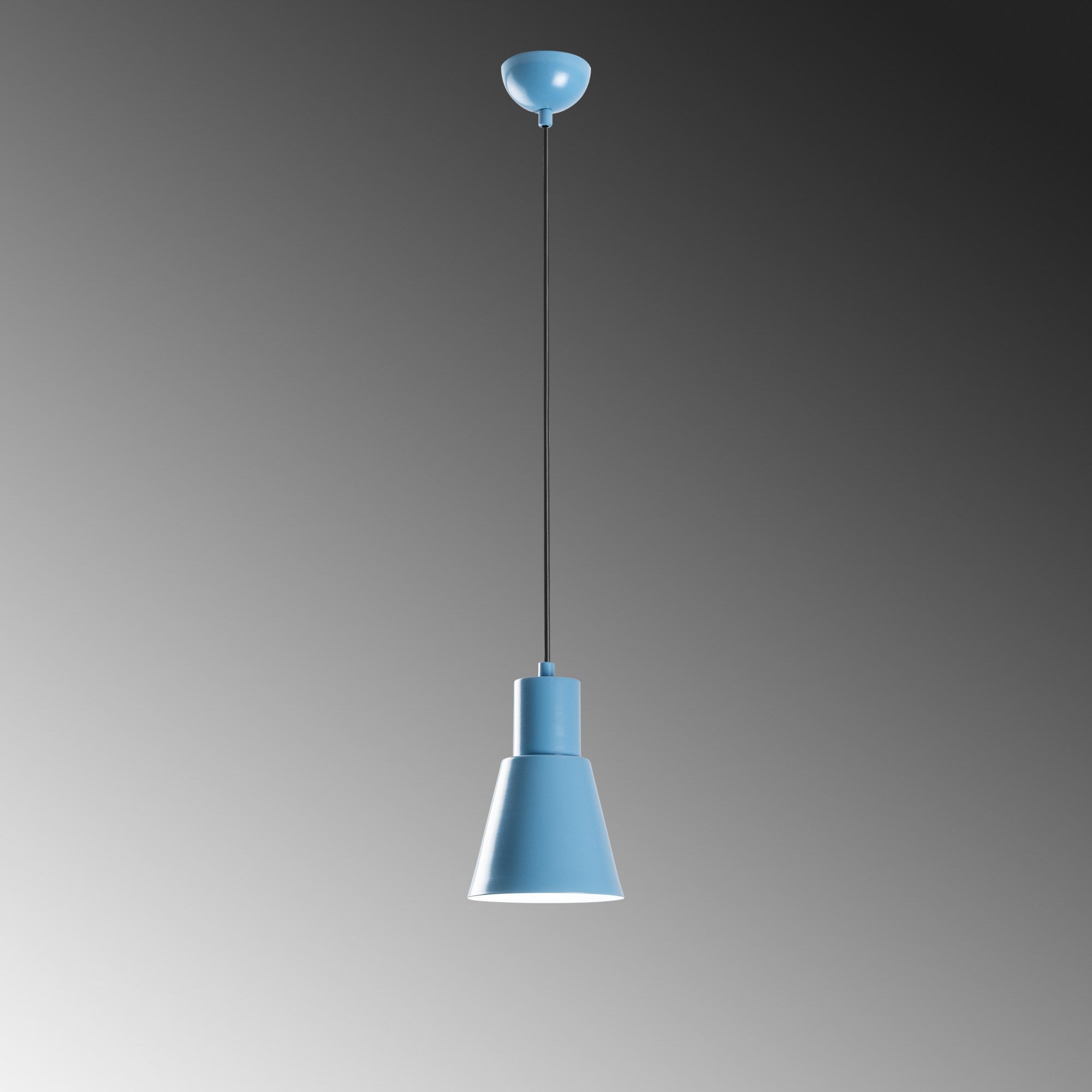 Candeeiro de Teto – altura ajustável de 27 a 114 cm – azul claro – corpo de metal