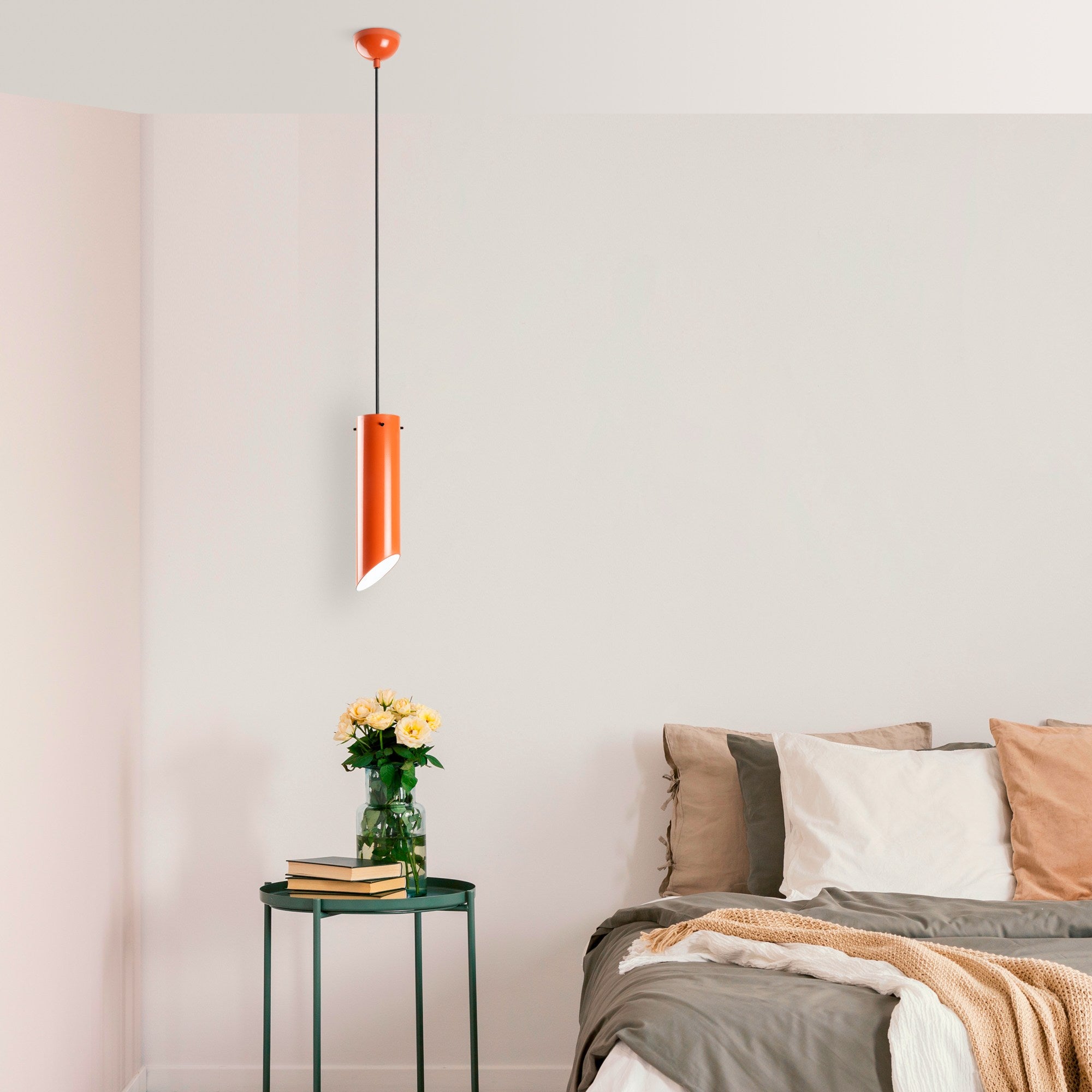 Candeeiro de Teto – 37 a 114 cm – Laranja – Metal