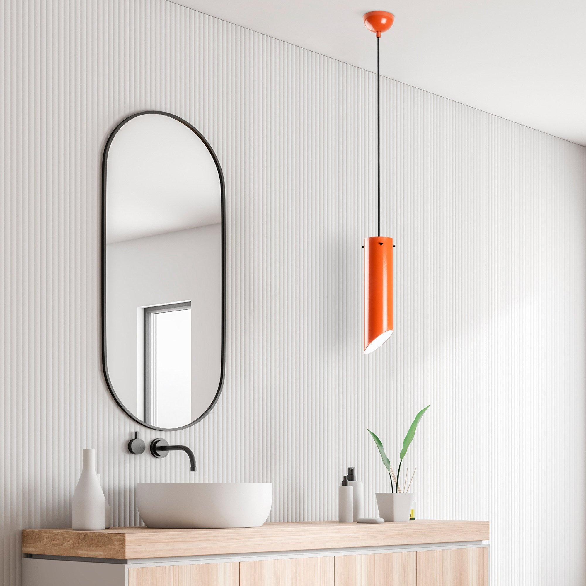 Candeeiro de Teto – 37 a 114 cm – Laranja – Metal