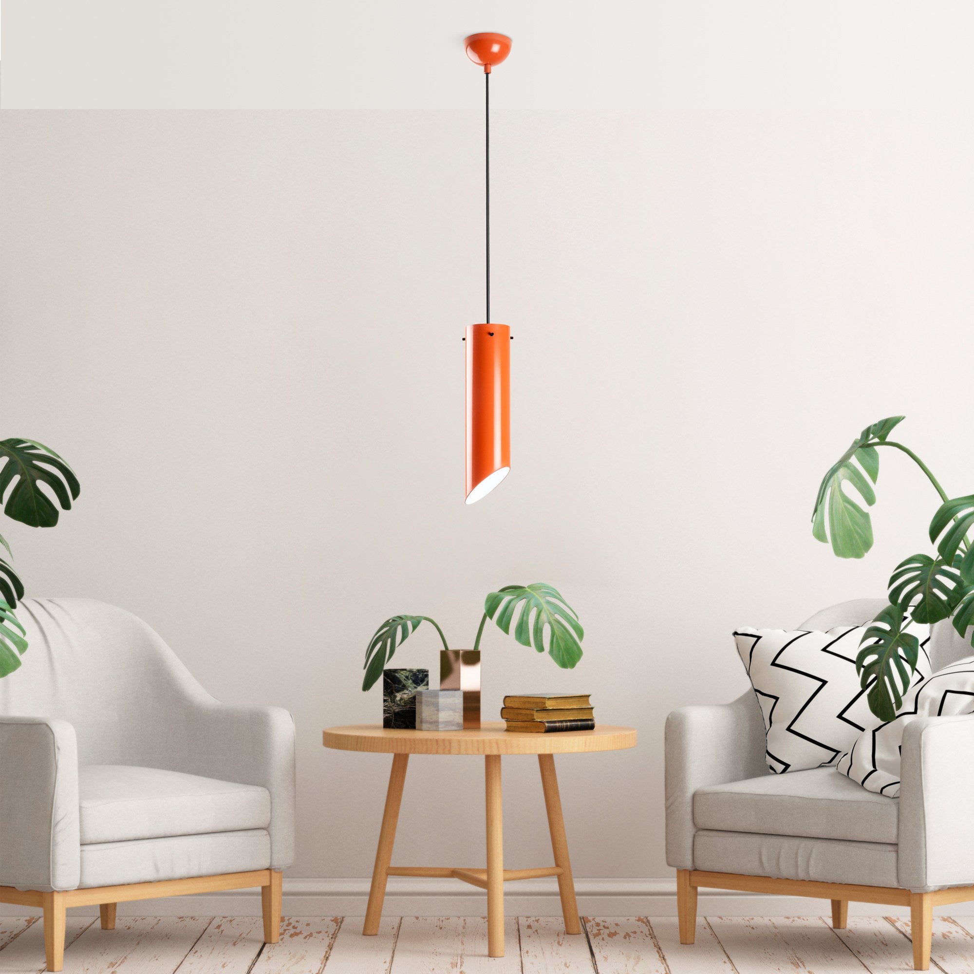 Candeeiro de Teto – 37 a 114 cm – Laranja – Metal