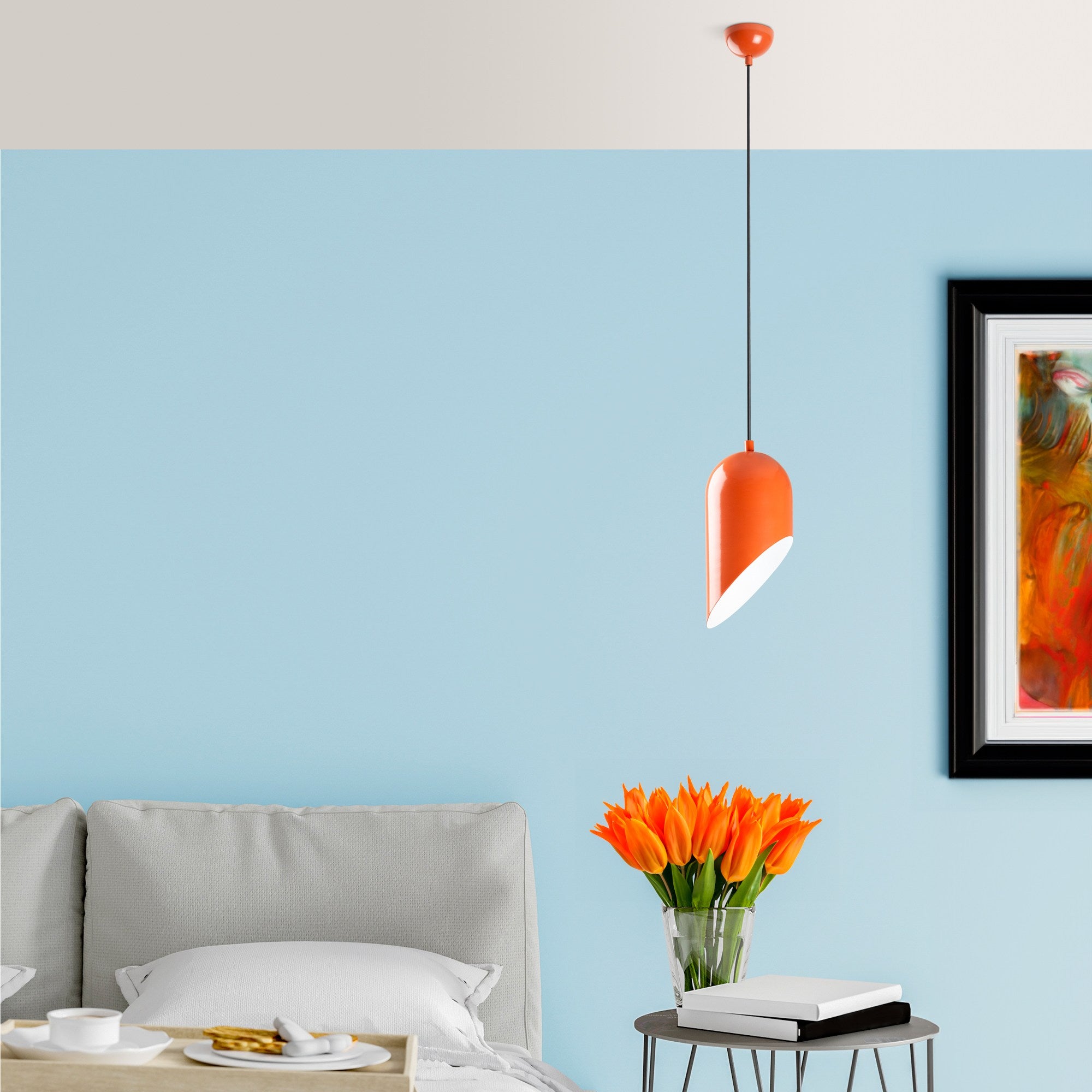 Candeeiro de Teto – 32 a 121 cm – Laranja – Metal