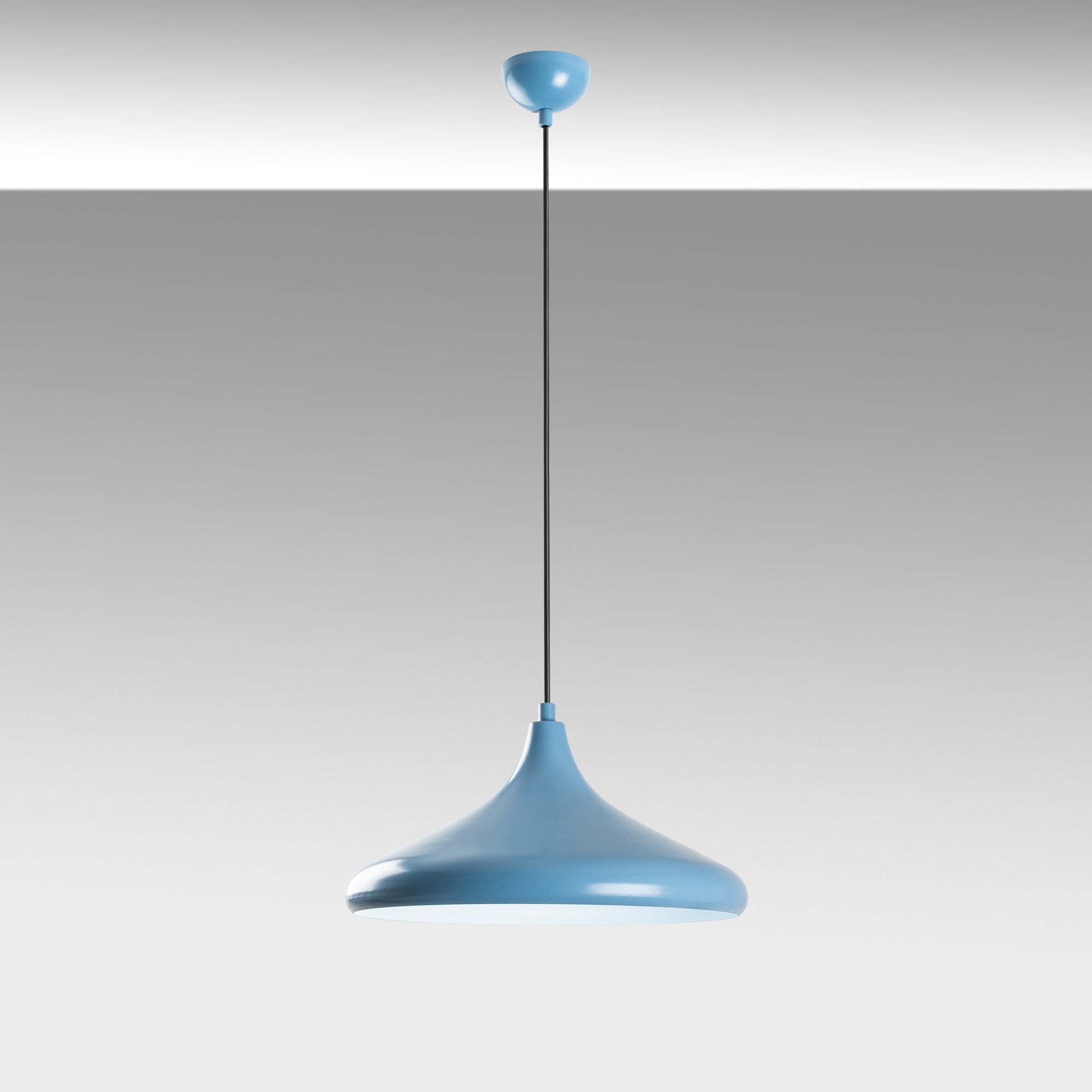 Candeeiro de Teto – altura ajustável de 27 a 116 cm – azul claro – metal