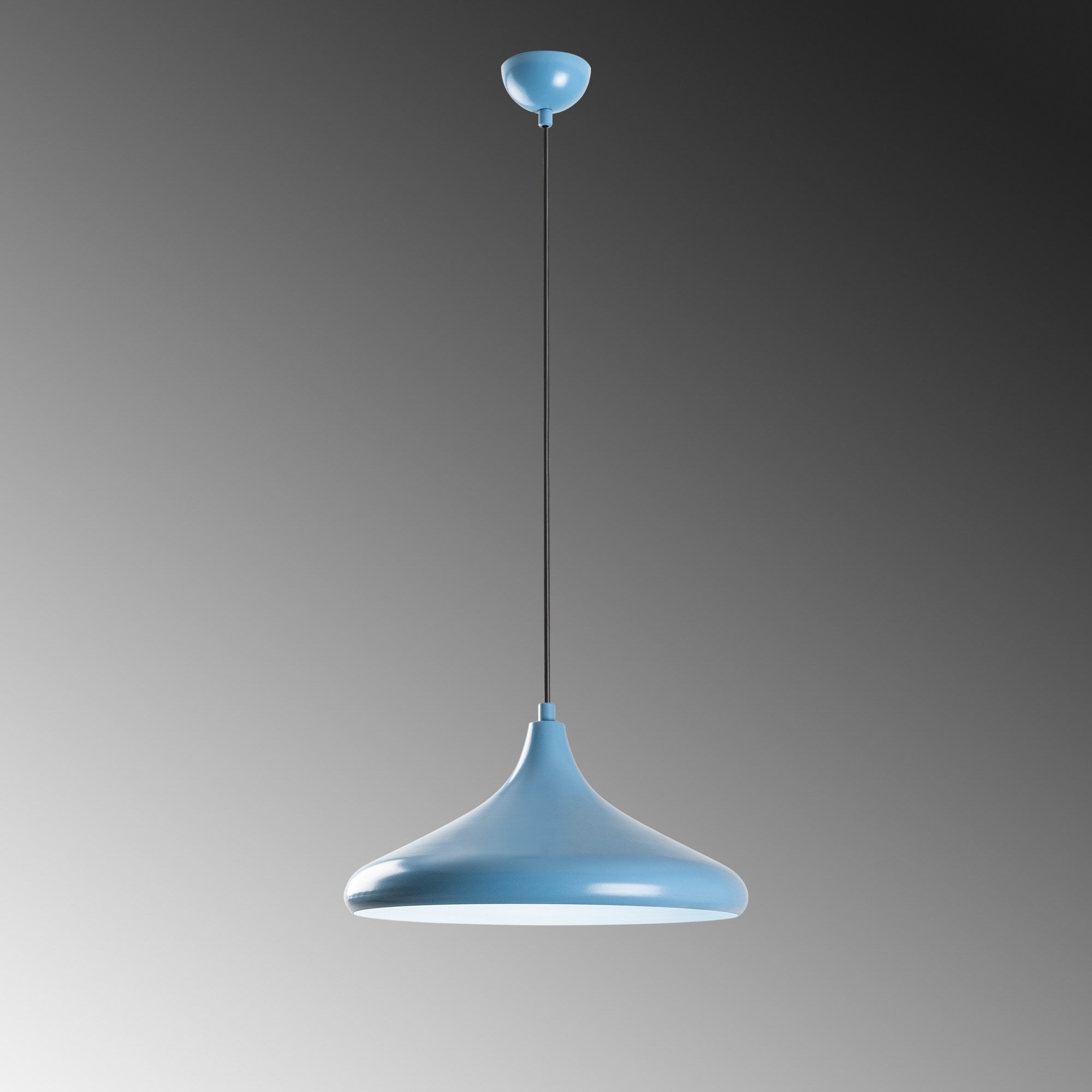 Candeeiro de Teto – altura ajustável de 27 a 116 cm – azul claro – metal