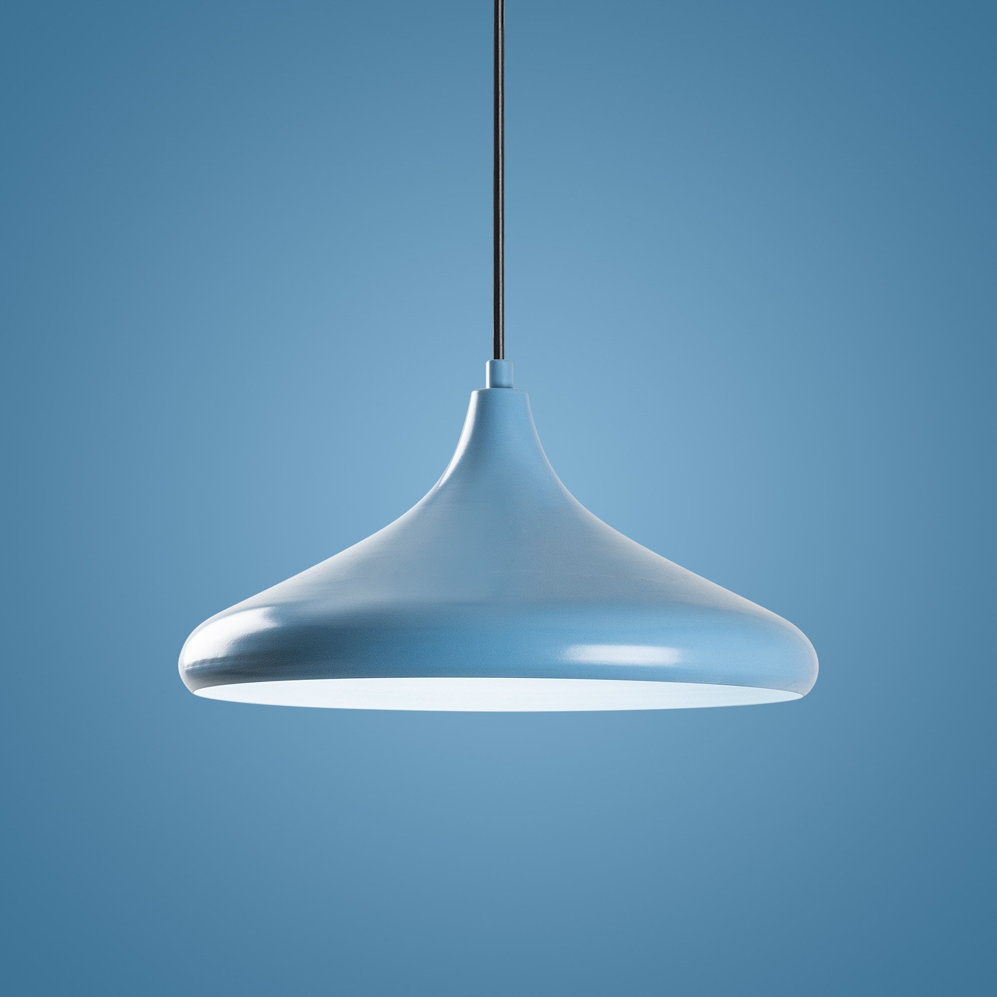 Candeeiro de Teto – altura ajustável de 27 a 116 cm – azul claro – metal